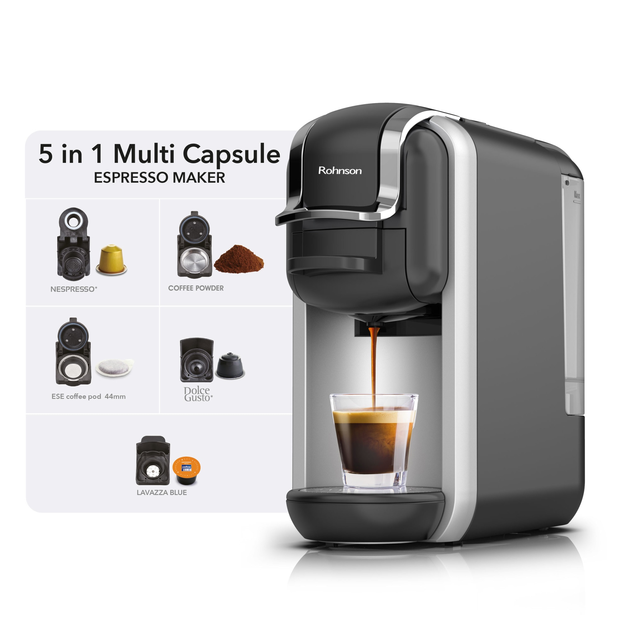 Espressor Manual 2 In 1 Capsule Cafea Macinata Rohnson R98041 1