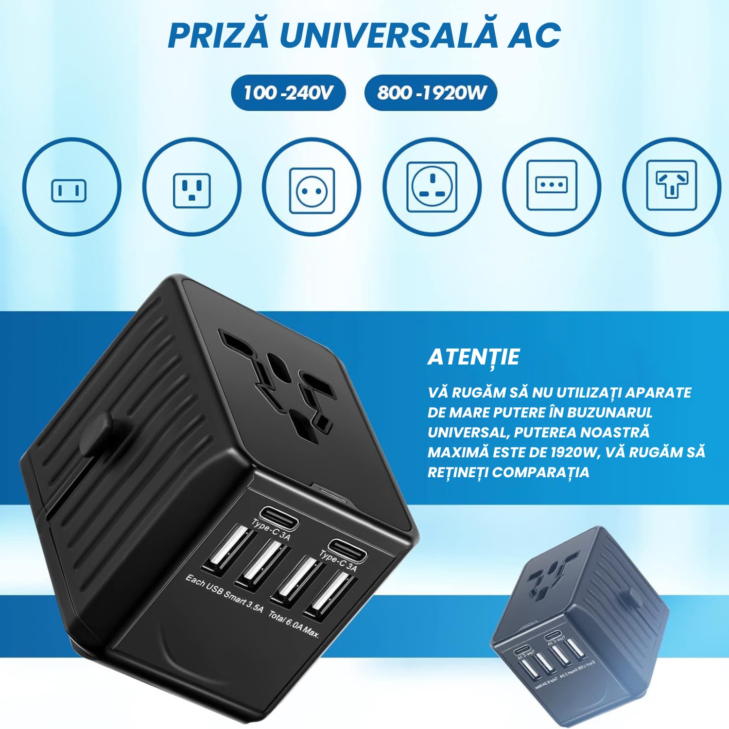 Adaptor Universal Priza Incarcator Convertor De Calatorie Simply Joy