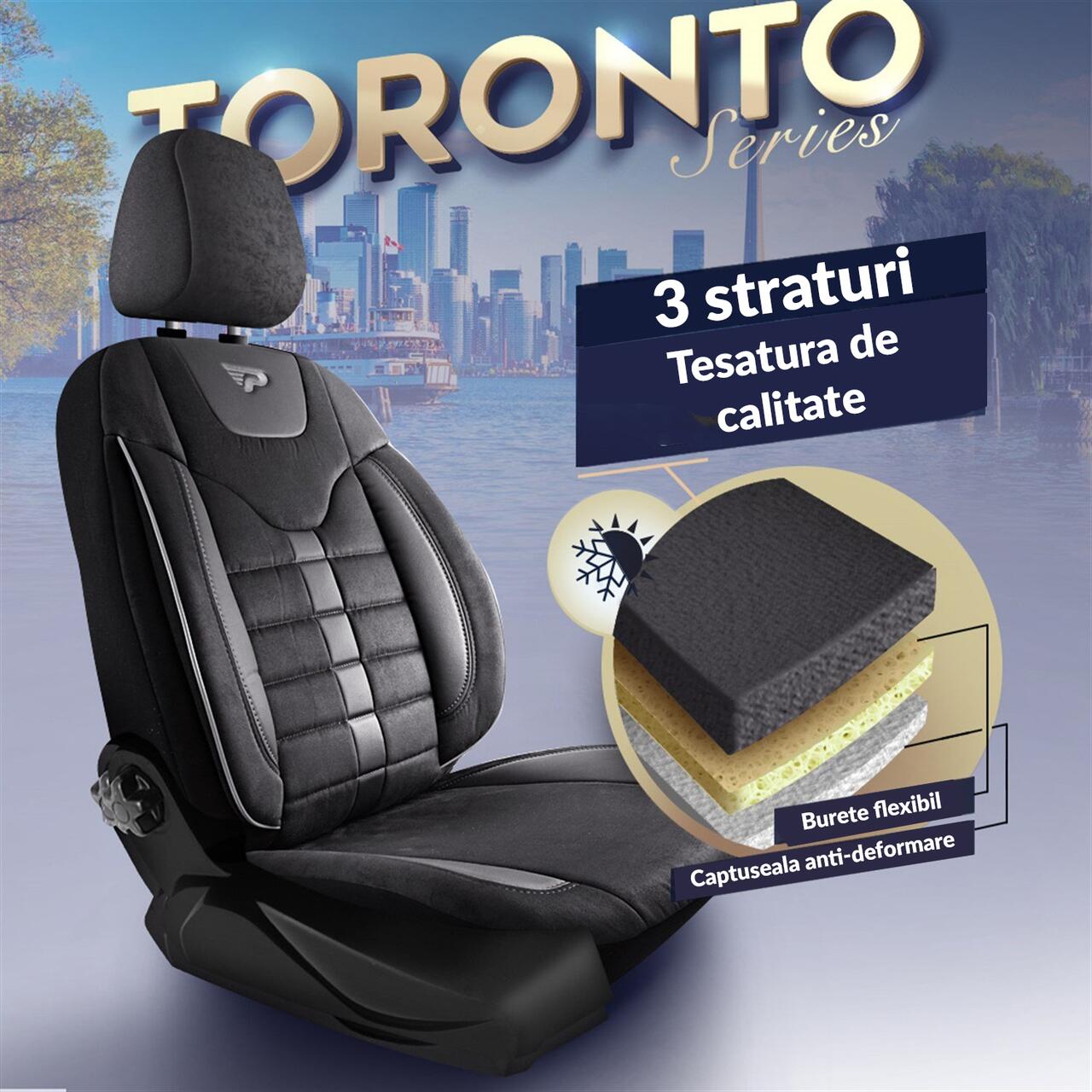 Set Huse Scaune Auto Panda Toronto Tip Alcantara Cu Fermoare Pentru