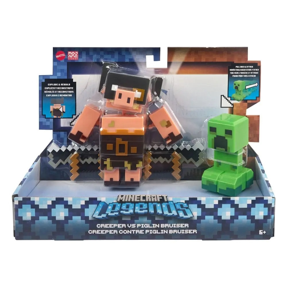 Set Figurine Minecraft Legends Creeper Vs Piglin Bruiser Emag Ro