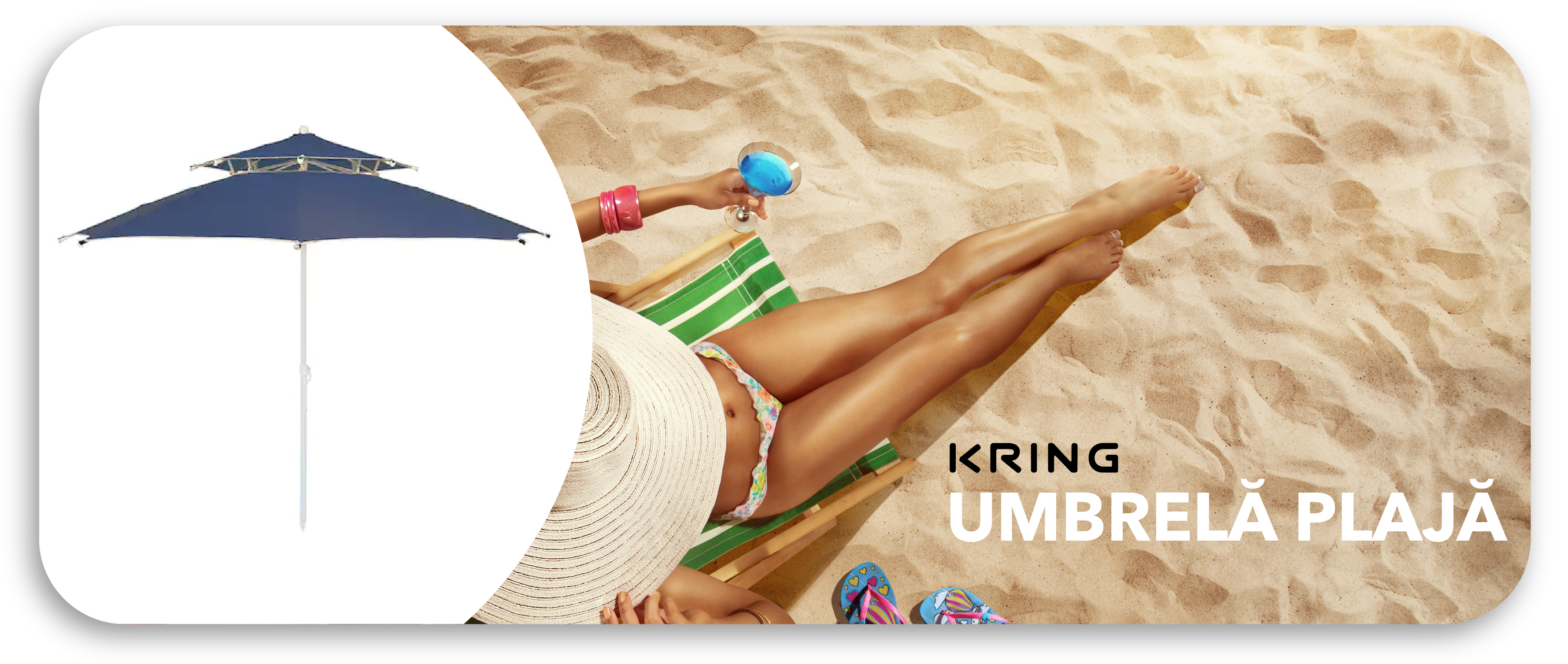Umbrela plaja Kring, 220x100, metal/poliester, albastru 1 res 99066e0c769b15b59dc167c61f657bdb
