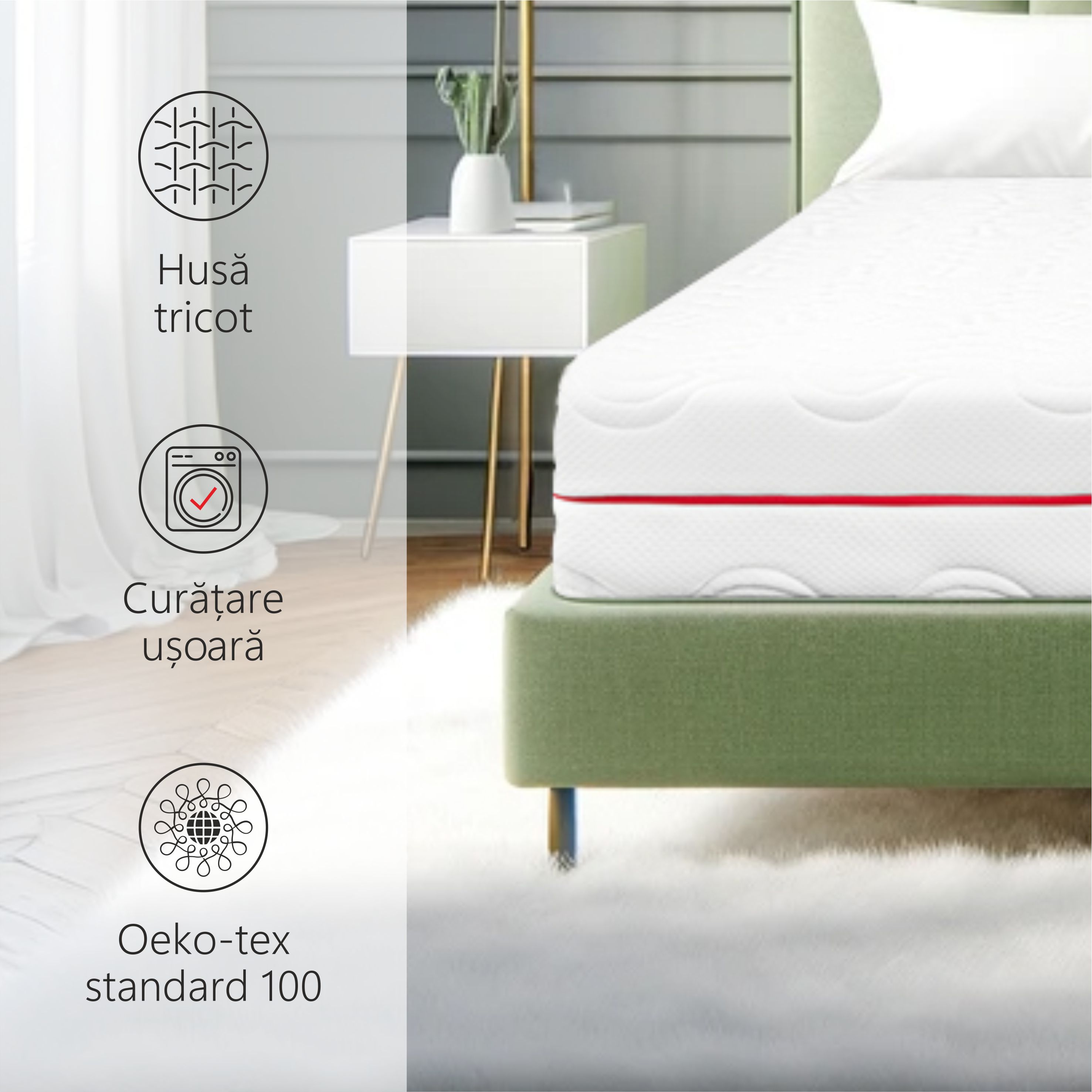 Saltea ortopedica BEST SLEEP Waves, 160x200x25cm, spuma poliuretanica cu memorie 4 cm, 7 zone de confort, hipoalergenica, reversibila, fermitate medie 2 res bf1929933338a7297d38942d2fdcd9dc