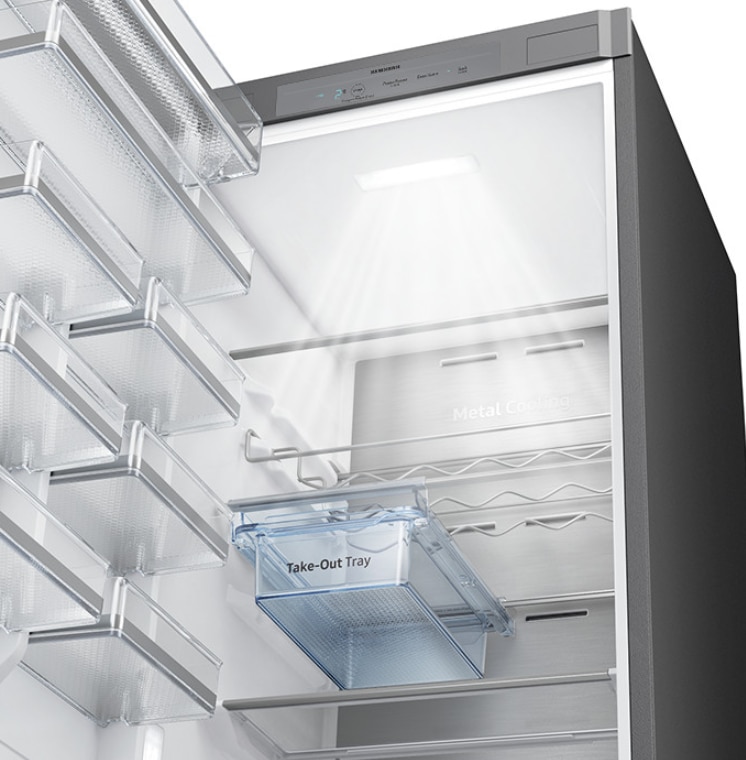 Frigider cu o usa Samsung, Bespoke, 387L, No Frost, Metal Cooling, Wine Rack, Digital Inverter, Clasa E, H 185.3 cm, Sticla neagra, RR39A746322/EO 13 res fba4d8aaca1ff46b75579472c0409bcf