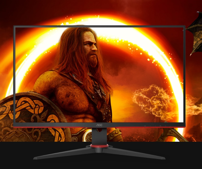 Monitor gaming LED IPS AOC 23.8, Full HD, DisplayPort, 240Hz, FreeSync  Premium, Vesa, Negru/Rosu 