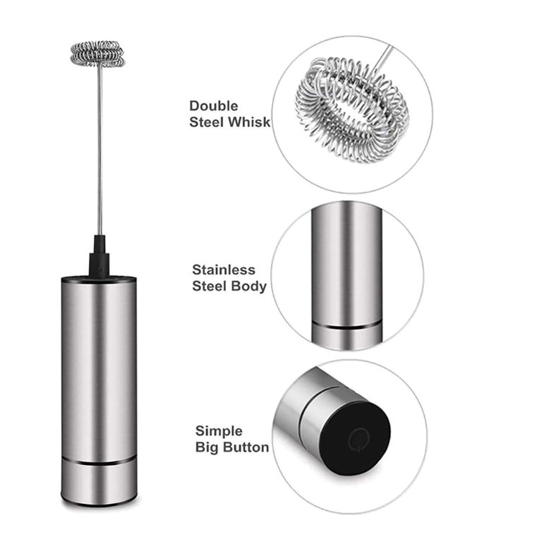 Mini Mixer elextric cu baterii pentru a face spuma de lapte sau capucino, brat otel inoxidabil, frappe - Accesorii si piese aparate cafea - atMag.ro