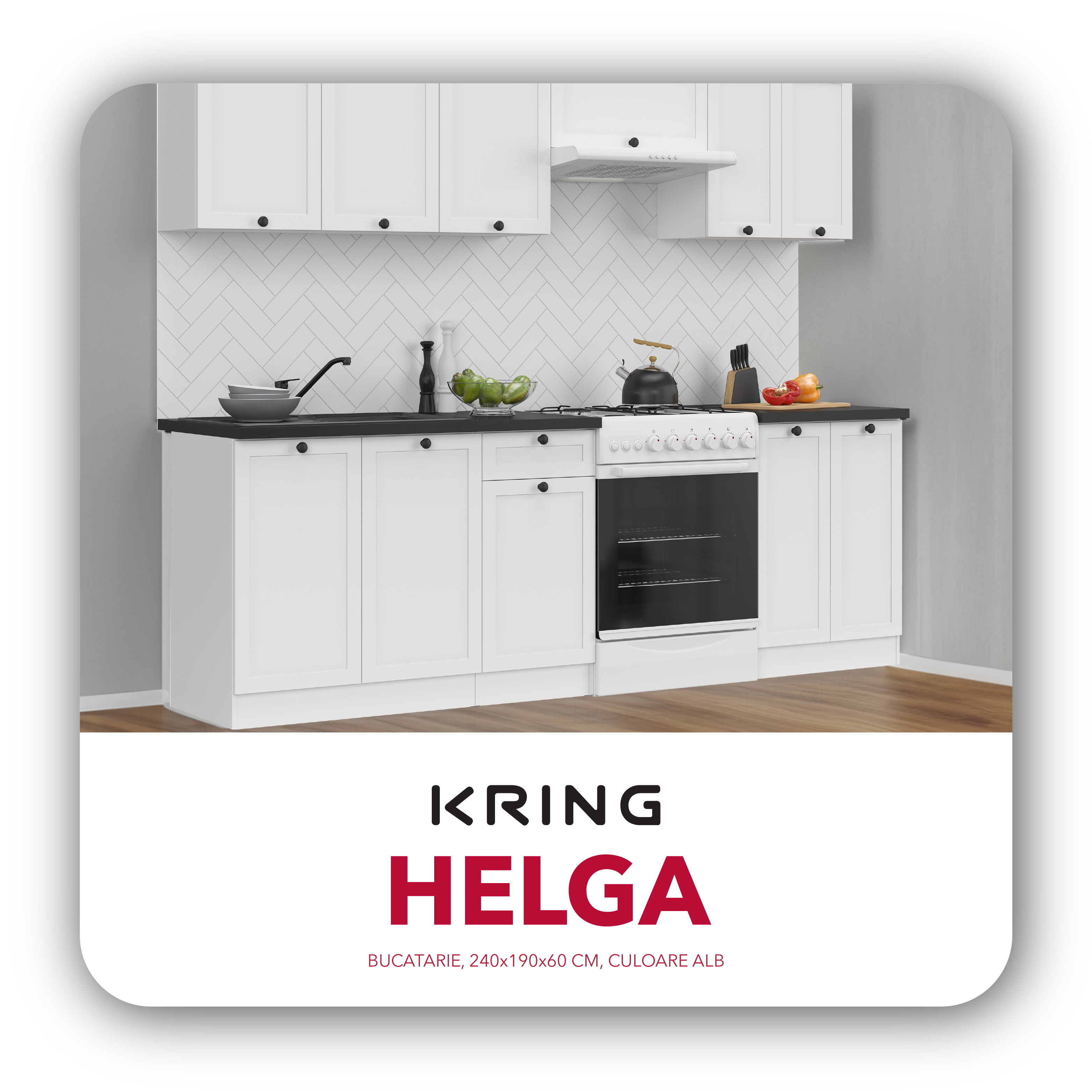 Bucatarie Kring Helga, 240x190x60 cm, culoare alb 1 res f0fbb749d3e389e2518ec076be778bb4