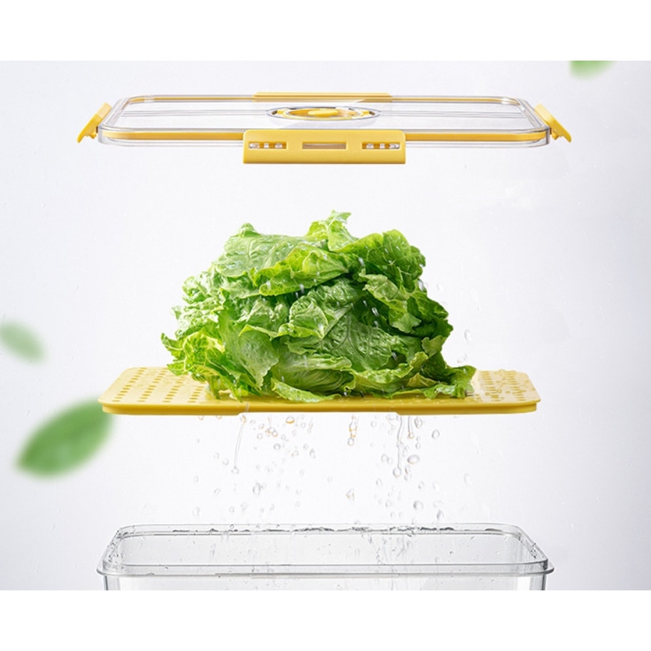 Cutie de depozitare, AT PERFORMANCE®, pentru frigider cu timer manual, transparenta si usor de curatat, premium, 15.3 X 22.5 X 32.5, culoare galben. - Bucatarie si Servire - atMag.ro