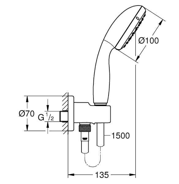 Sistem de dus incastrabil complet Grohe BauEdge, para de dus, palarie de dus, cartus ceramic, furtun 1.5 m, crom 3 res dd78dd871bb1b55d062e03b2004907b3