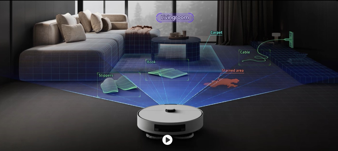 Robot de aspirare Samsung BESPOKE Jet BOT Combo™ AI Steam VR7MD97714G/GE, Mop rotativ, Autocuratare lavete, Recunoastere obiecte AI si suprafete, LiDar , Senzor 3D, Monitorizare Video, Statie de colectare Clean Station, putere de aspirare 6000Pa, Grej 3 res 99bcb908c0cd4bba475ebf931b71827d