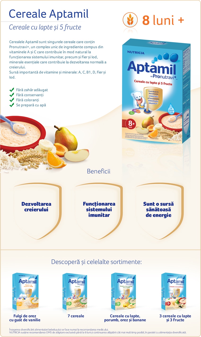 Cereale Aptamil Cu Lapte Si 5 Fructe 225 G De La 8 Luni Emag Ro