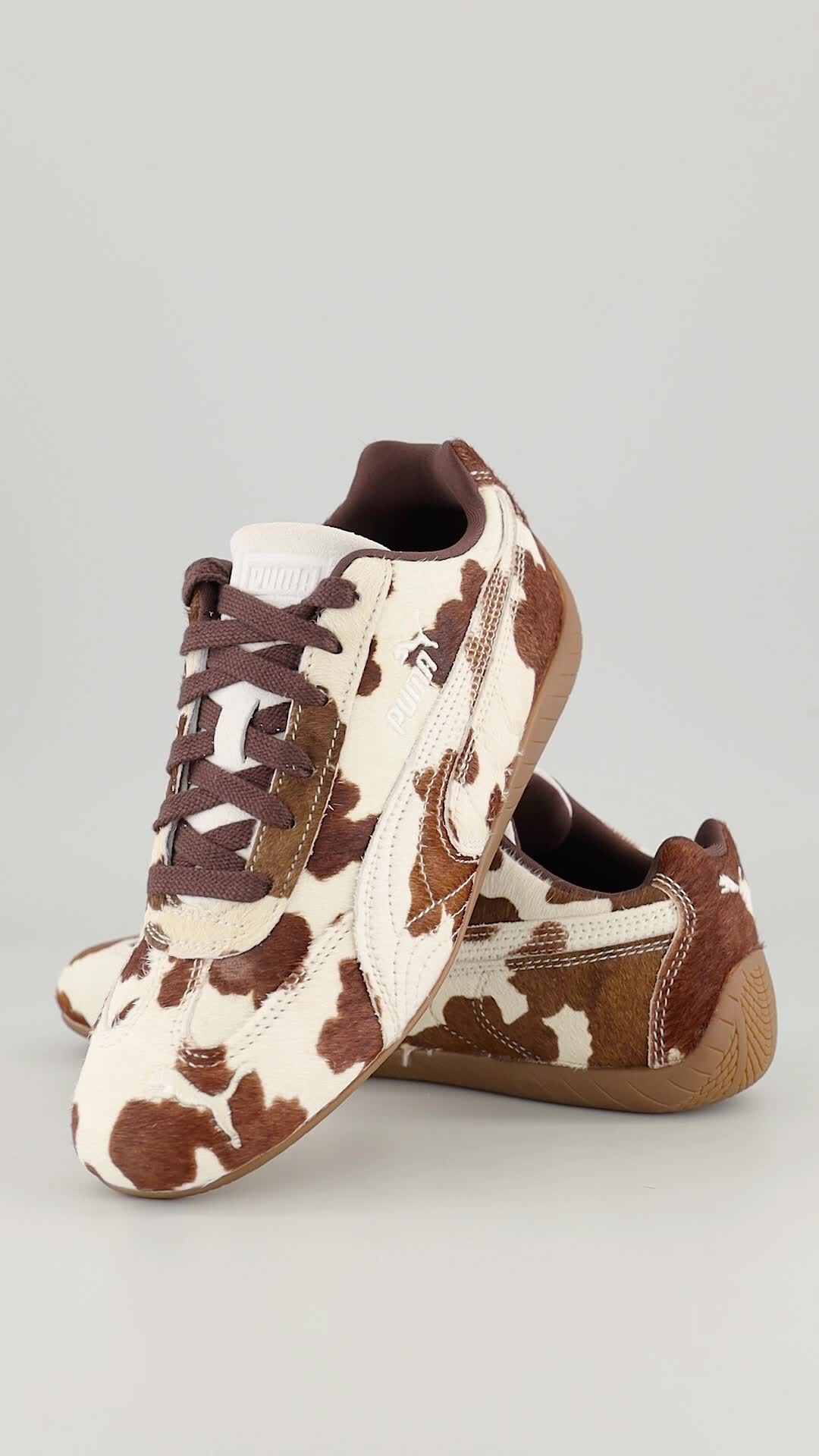 Puma, Pantofi sport cu animal print Speedcat, Maro, Alb murdar