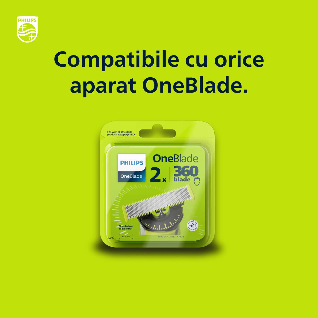 logic Bloody cheat Rezerva OneBlade 360, QP420/50, otel inoxidabil, umed si uscat, kit 2  lame,compatibil orice model Philips OneBlade si OneBladePro, Verde - eMAG.ro
