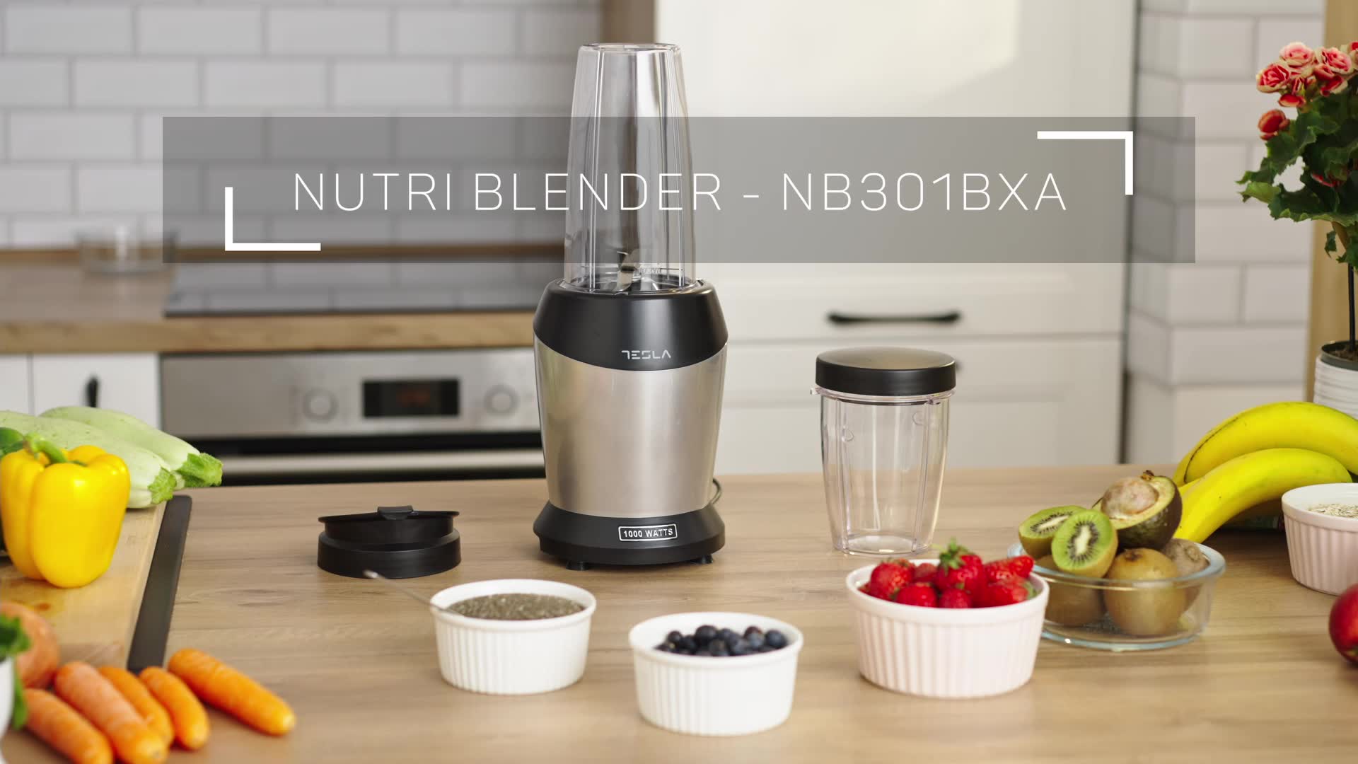 Nutriblender Tesla NB301BXA, 1200W, 0.8L, BPA free, Negru-Argintiu