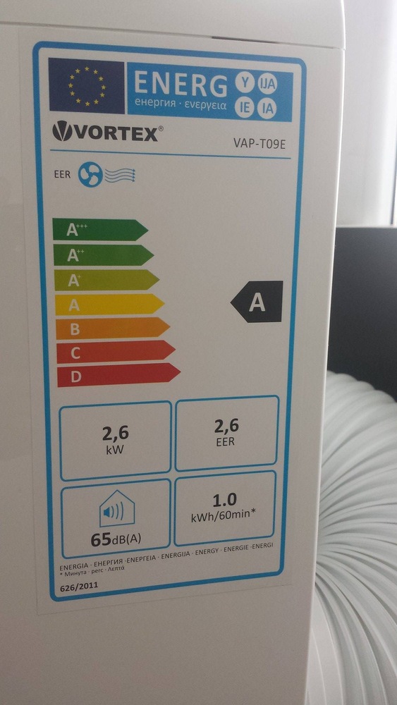 Aparat de aer conditionat portabil VORTEX 9000BTu VAP-T09E, Racire,  Dezumidificare, Ventilatie, Tub evacuare, Display - eMAG.ro