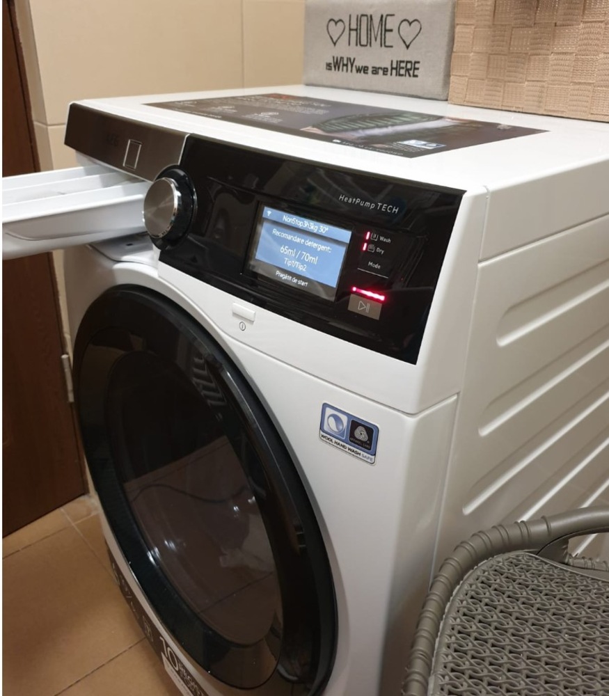 masina de spalat rufe cu uscator aeg l9wba61bc spalare 10 kg uscare 6kg 1600 rpm clasa a motor inverter cu magnet permanent sensidry pompa de