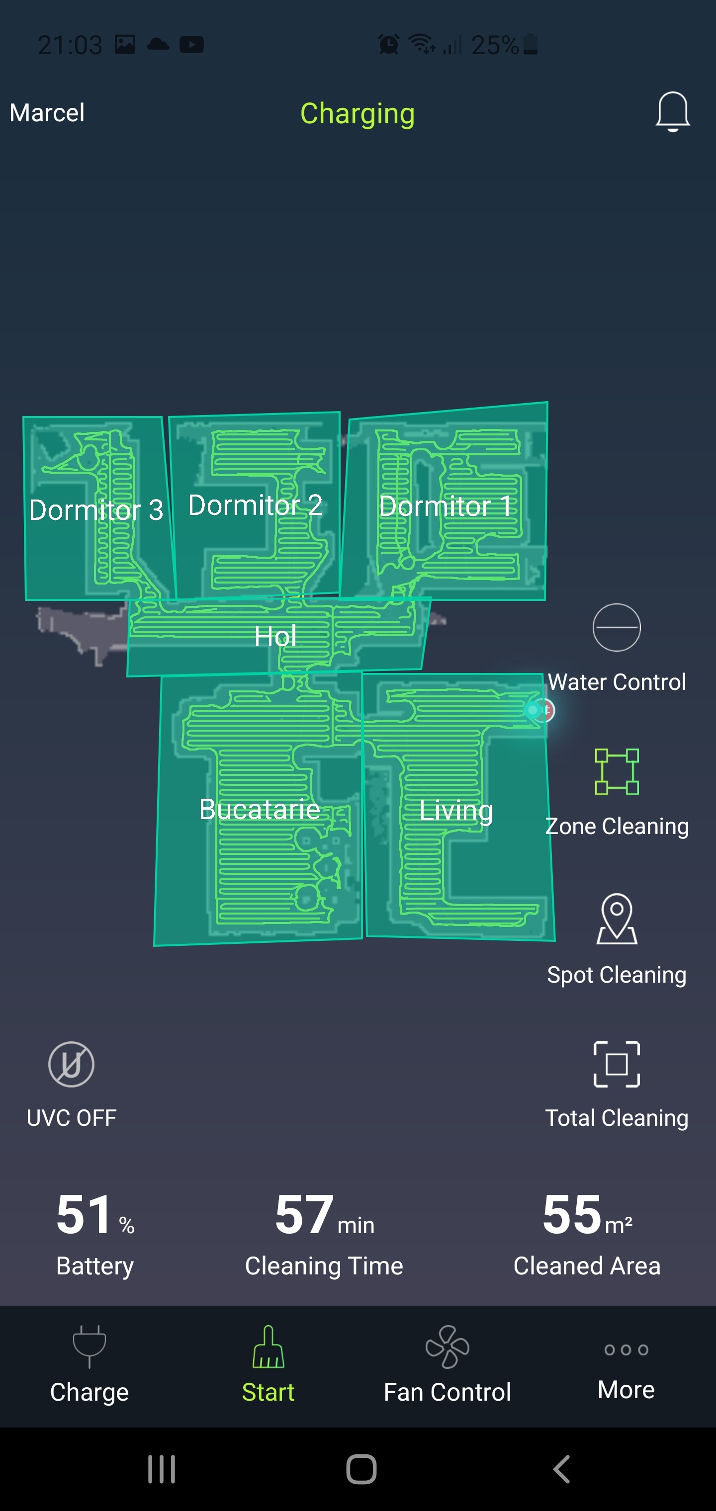Aspirator Robot Magnum 3000, Baterie puternica LG Li-Ion 5200 Mah, Pa Lampa Uvc Mop Harta Barierewhite