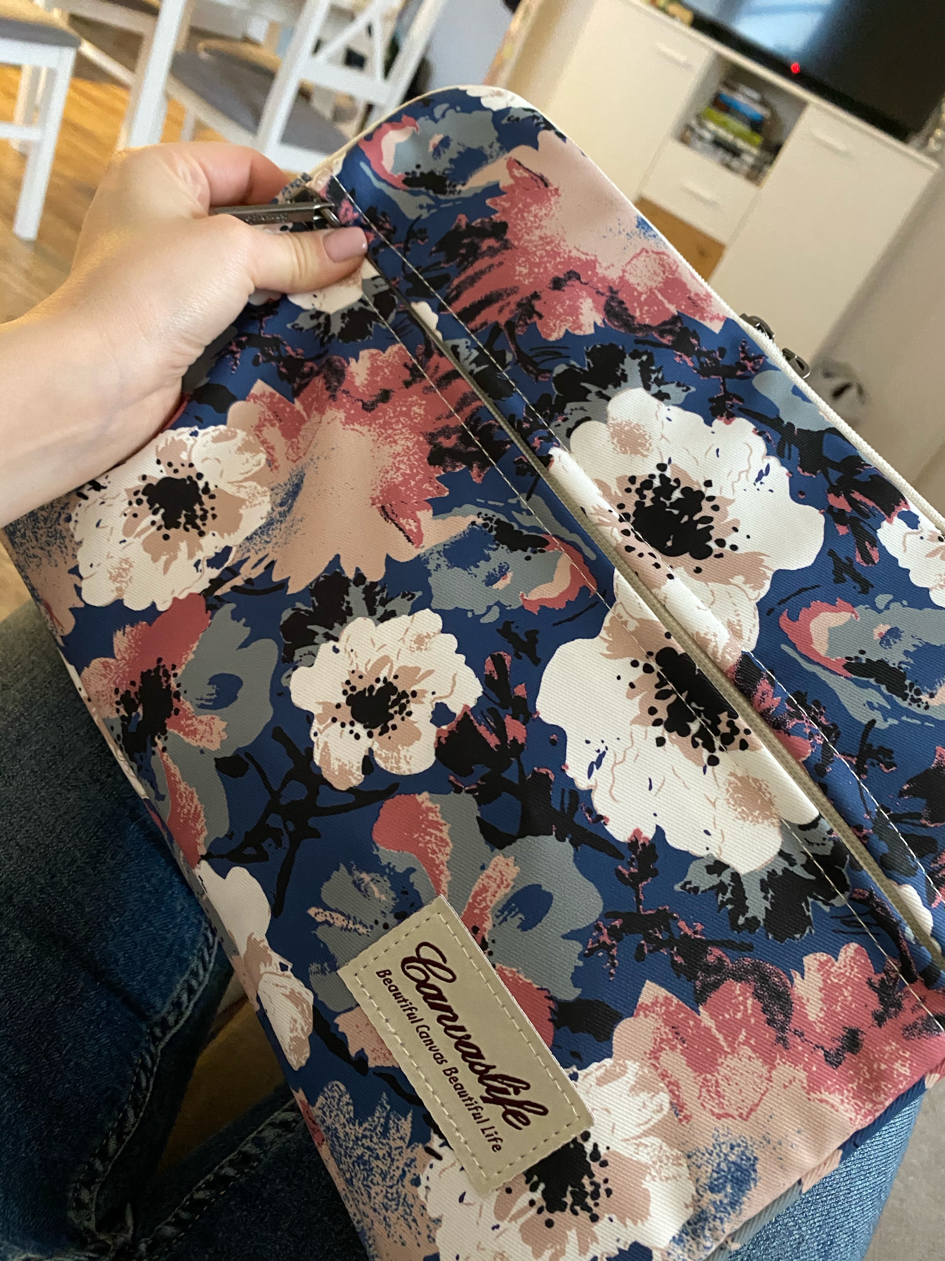 Husa laptop Canvaslife Sleeve 13/14 inch Blue Camellia