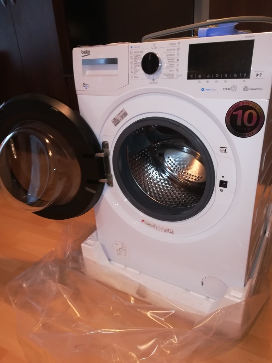 Masina de spalat rufe cu uscator Beko HTV8746XG, Spalare 8 kg, Uscare 5 kg, 1400 RPM, Clasa C, HomeWhiz, SteamCure, IonGuard, Motor ProSmart Inverter, Alb