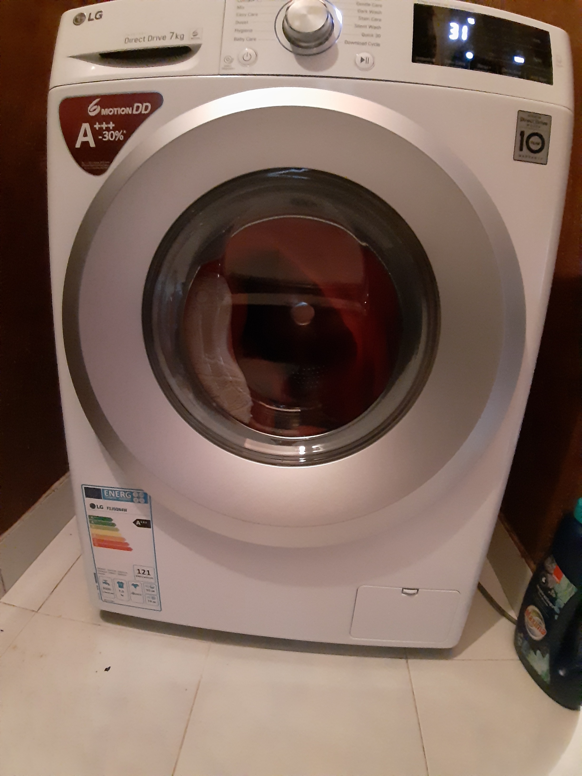 Masina de spalat rufe LG F2J5QN4W, Direct Drive, 7 kg, 1200 RPM, Clasa A+++, 60 cm, Alb