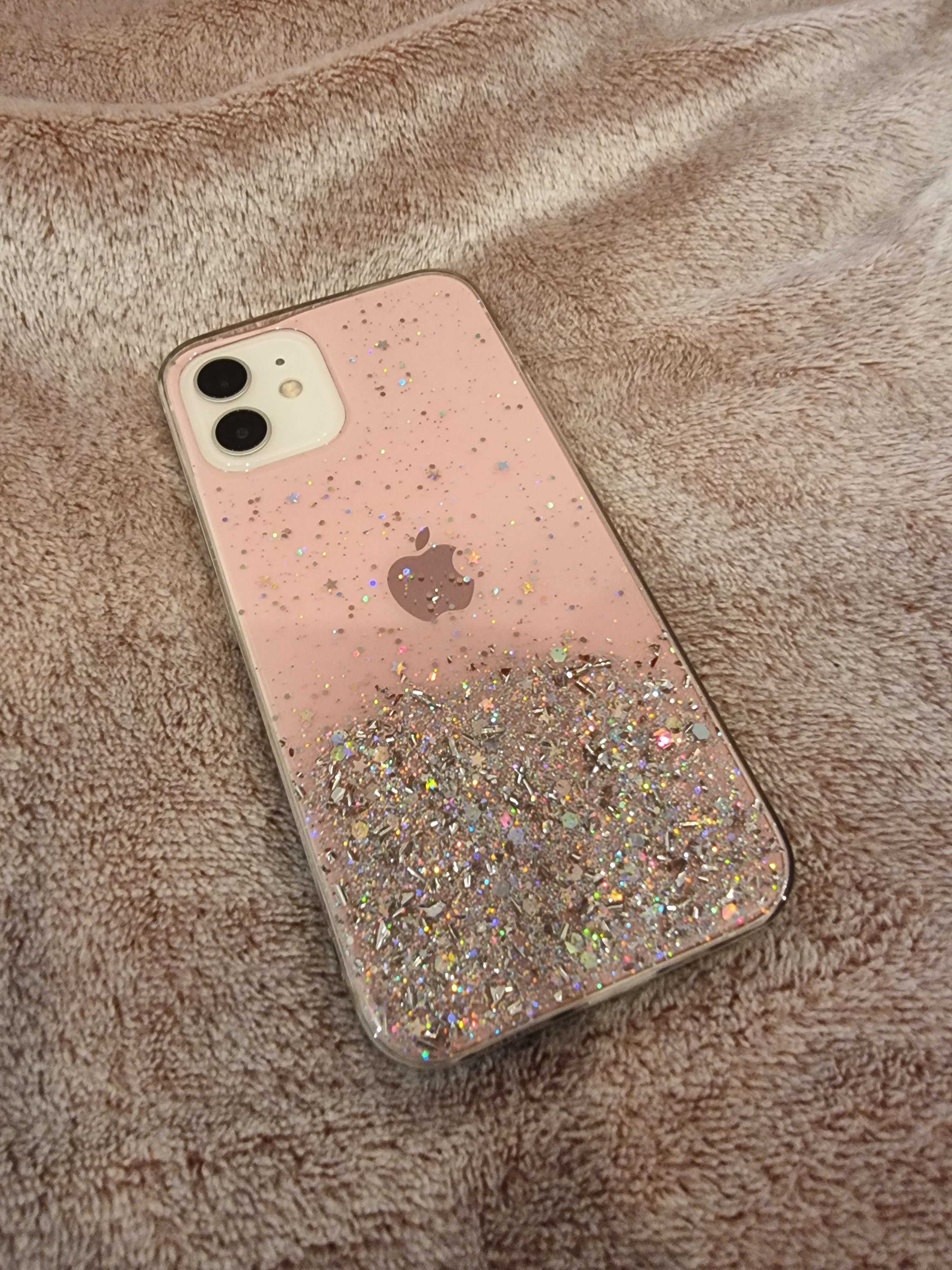 Husa pentru Iphone 12 / 12 Pro, Star Glitter Shining, Sclipici, Roz