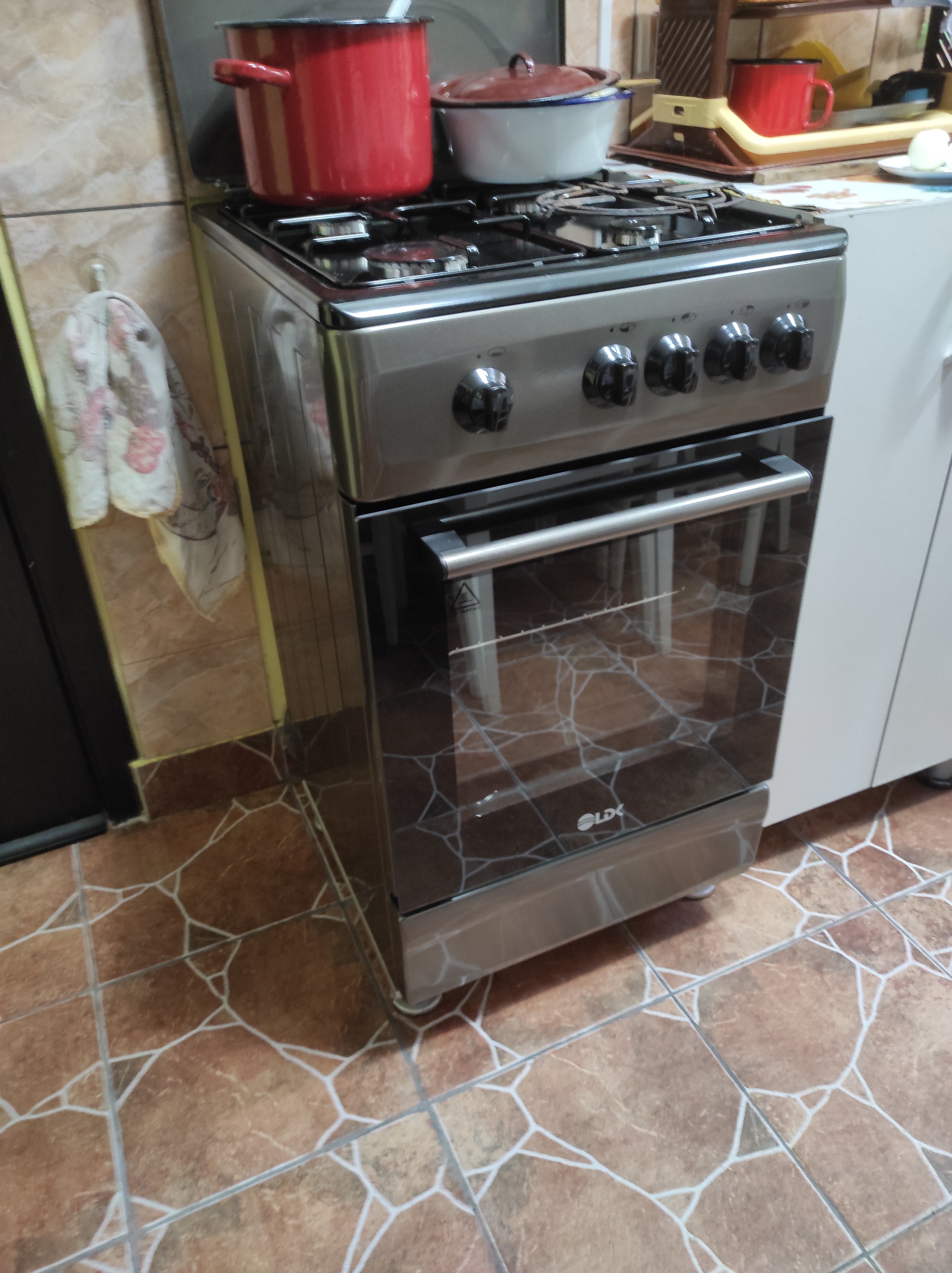Aragaz LDK 5060 Shiny Grey RMV, Gaz, 4 Arzatoare, Siguranta, Capac metalic, Gri