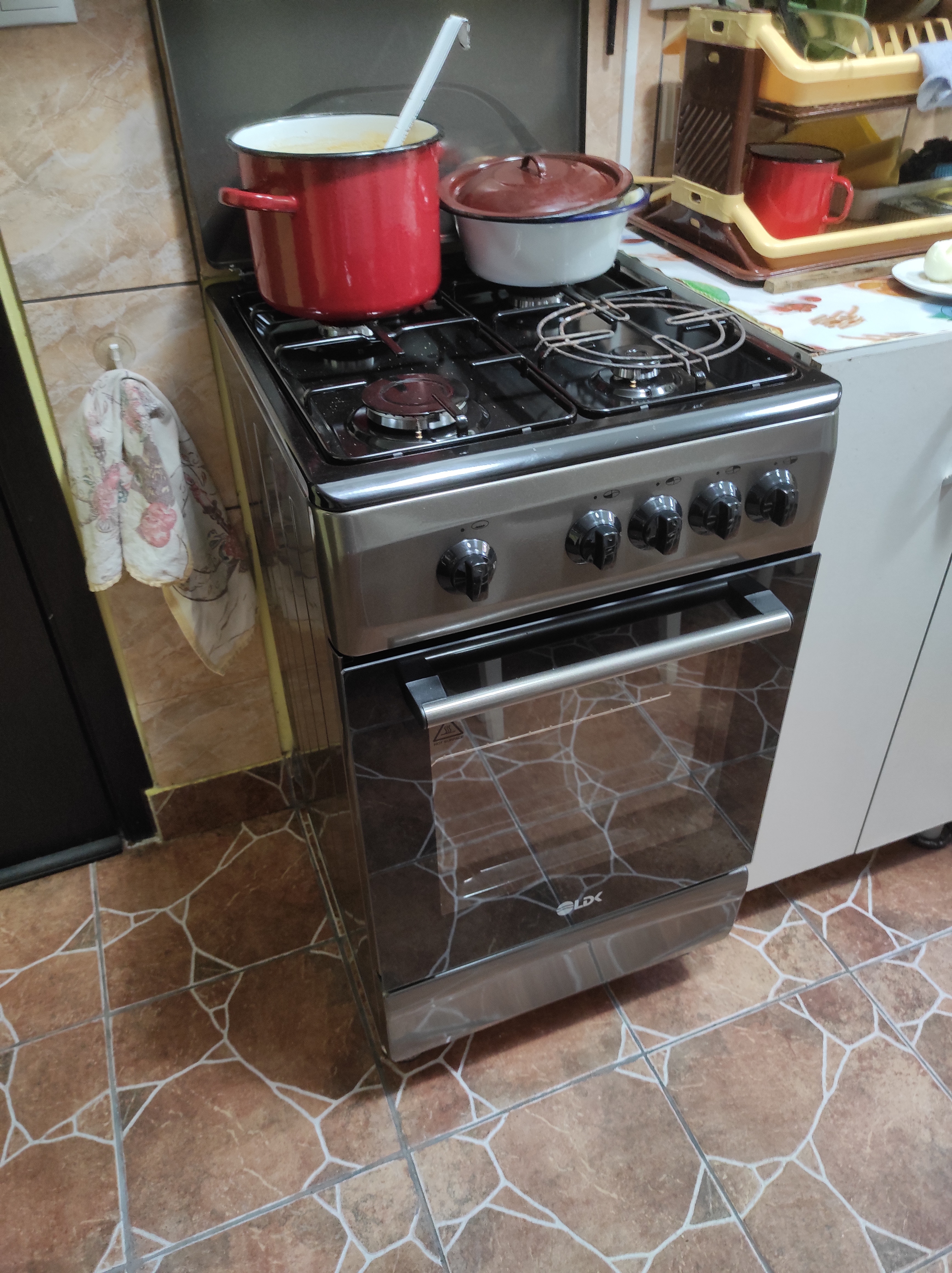 Aragaz LDK 5060 Shiny Grey RMV, Gaz, 4 Arzatoare, Siguranta, Capac metalic, Gri