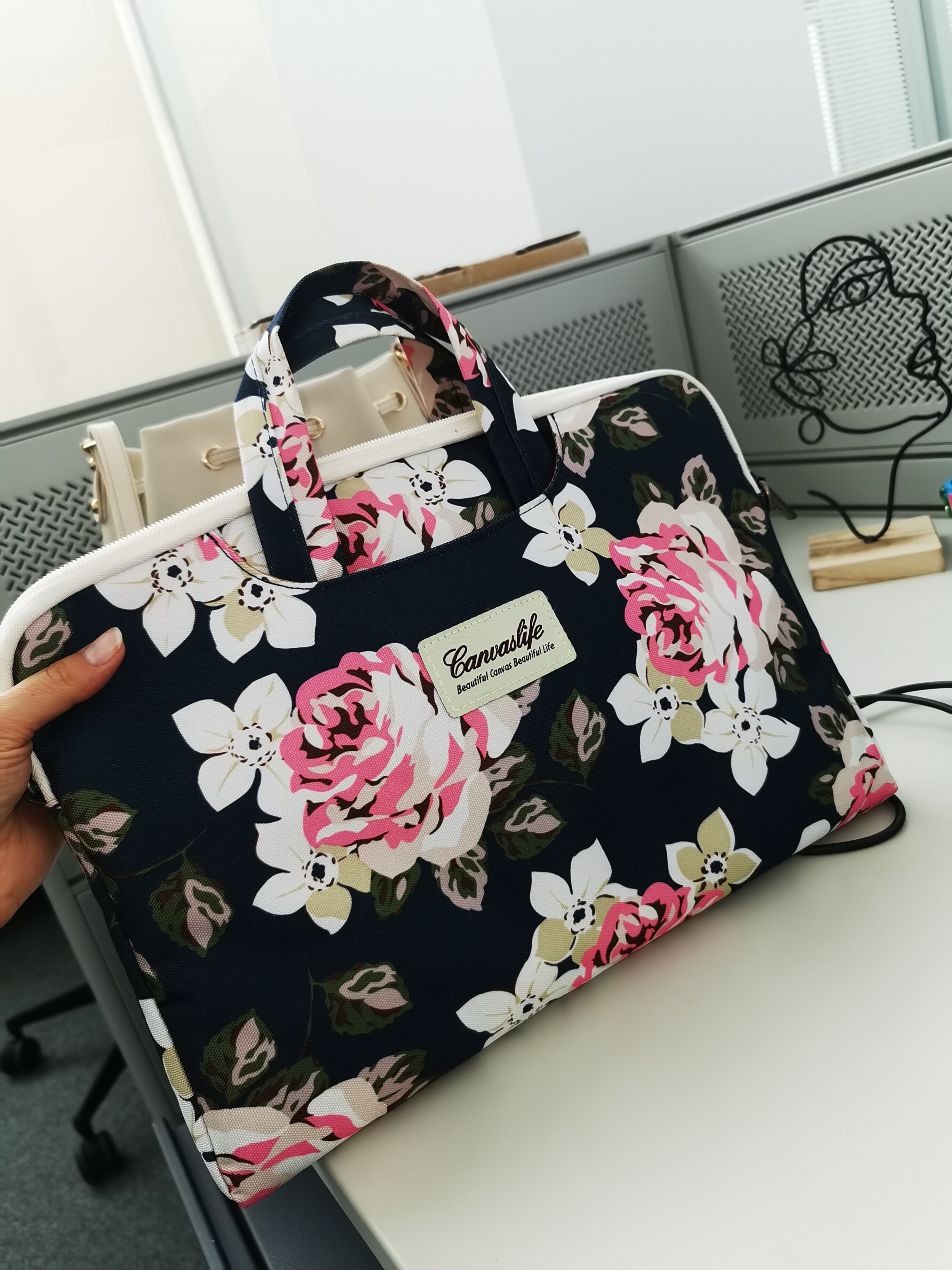 Geanta universala laptop 13/14 inch Canvaslife Briefcase Navy Rose