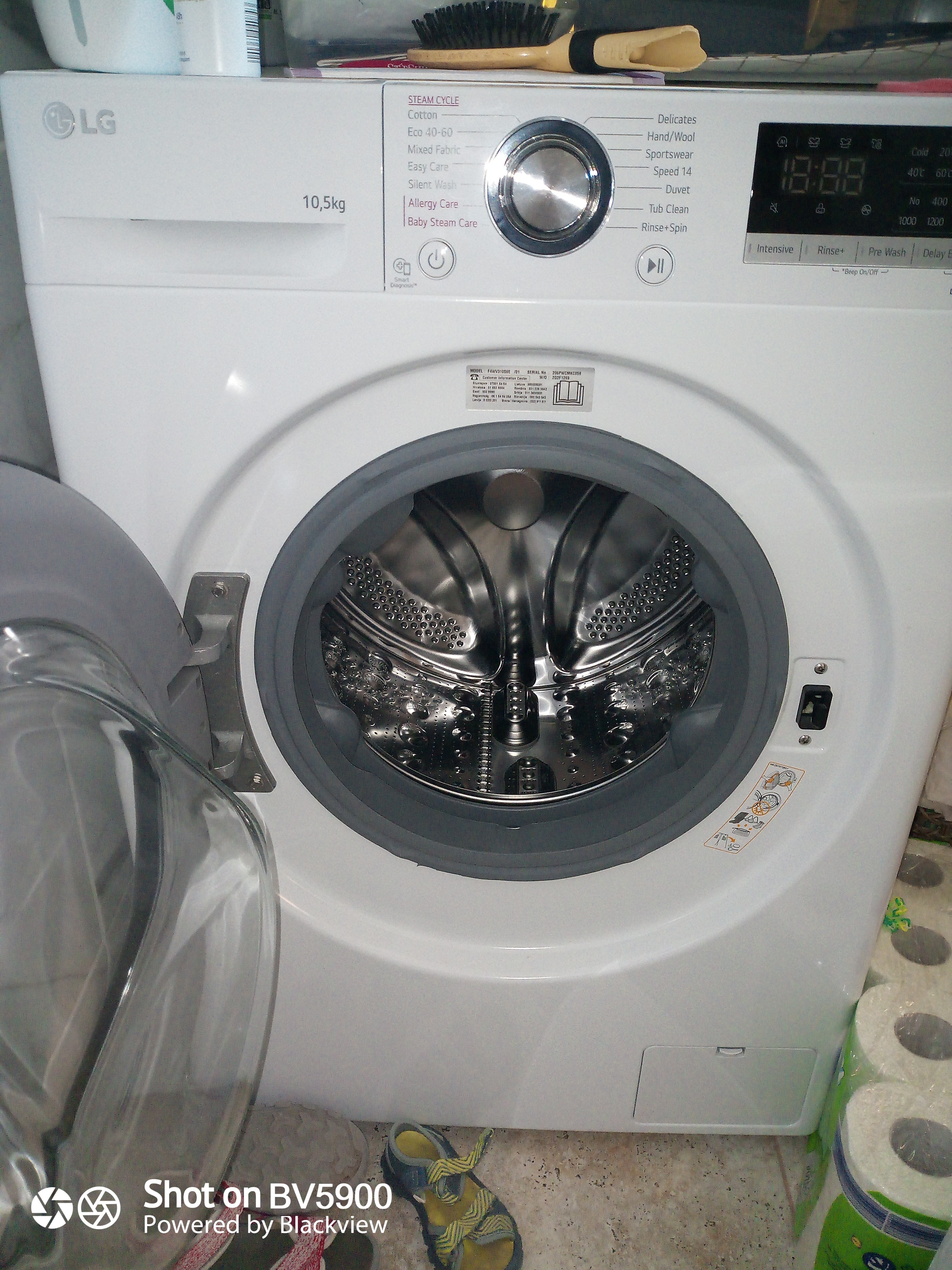 Masina de spalat rufe LG F4WV310S6E, 10.5 kg, Clasa B, Motor AI DD Inverter Direct Drive, Steam, Smart diagnosis, Alb