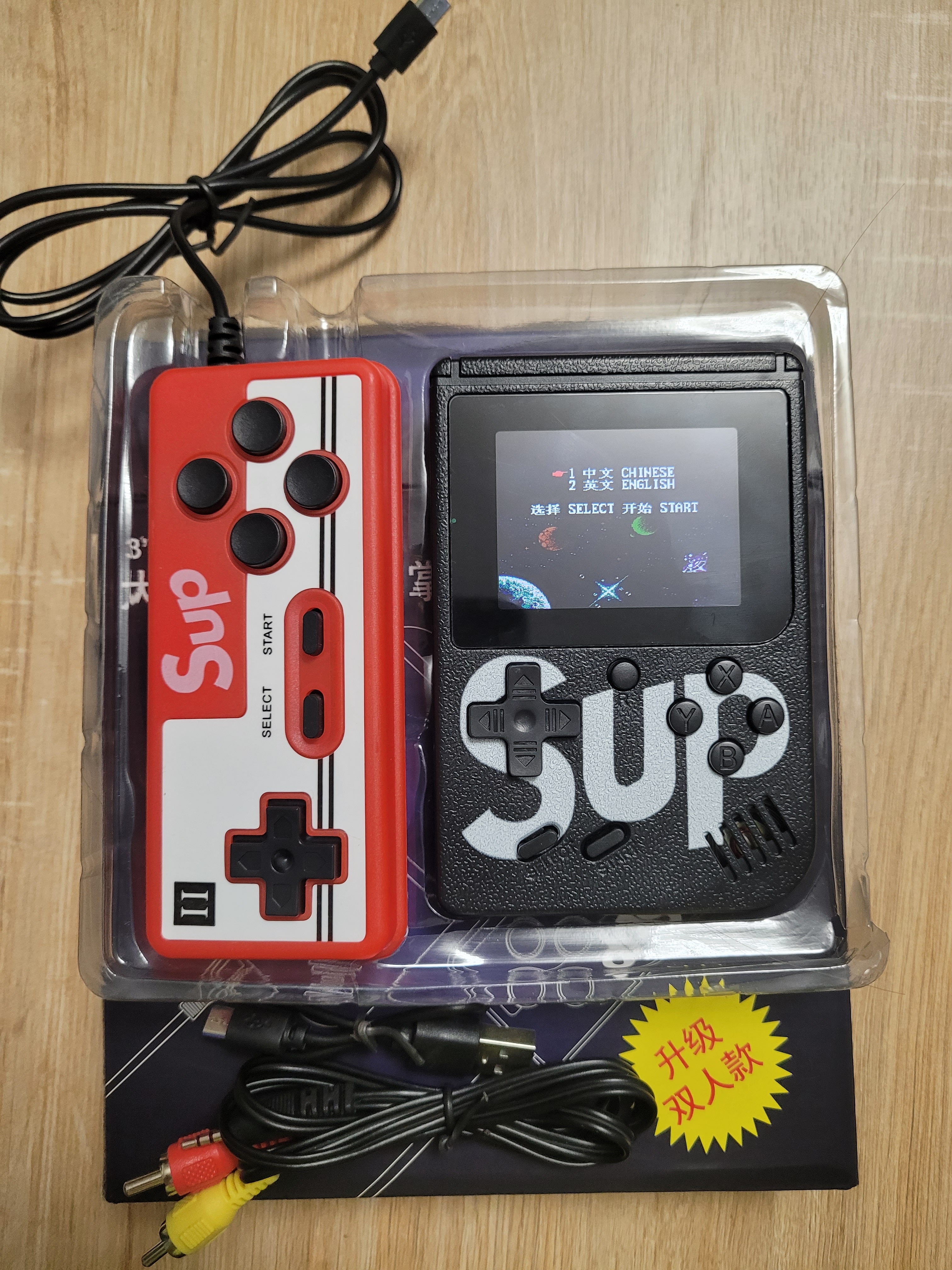 Mini consola portabila Rontime, 400 jocuri, 2 jucatori, Rosu