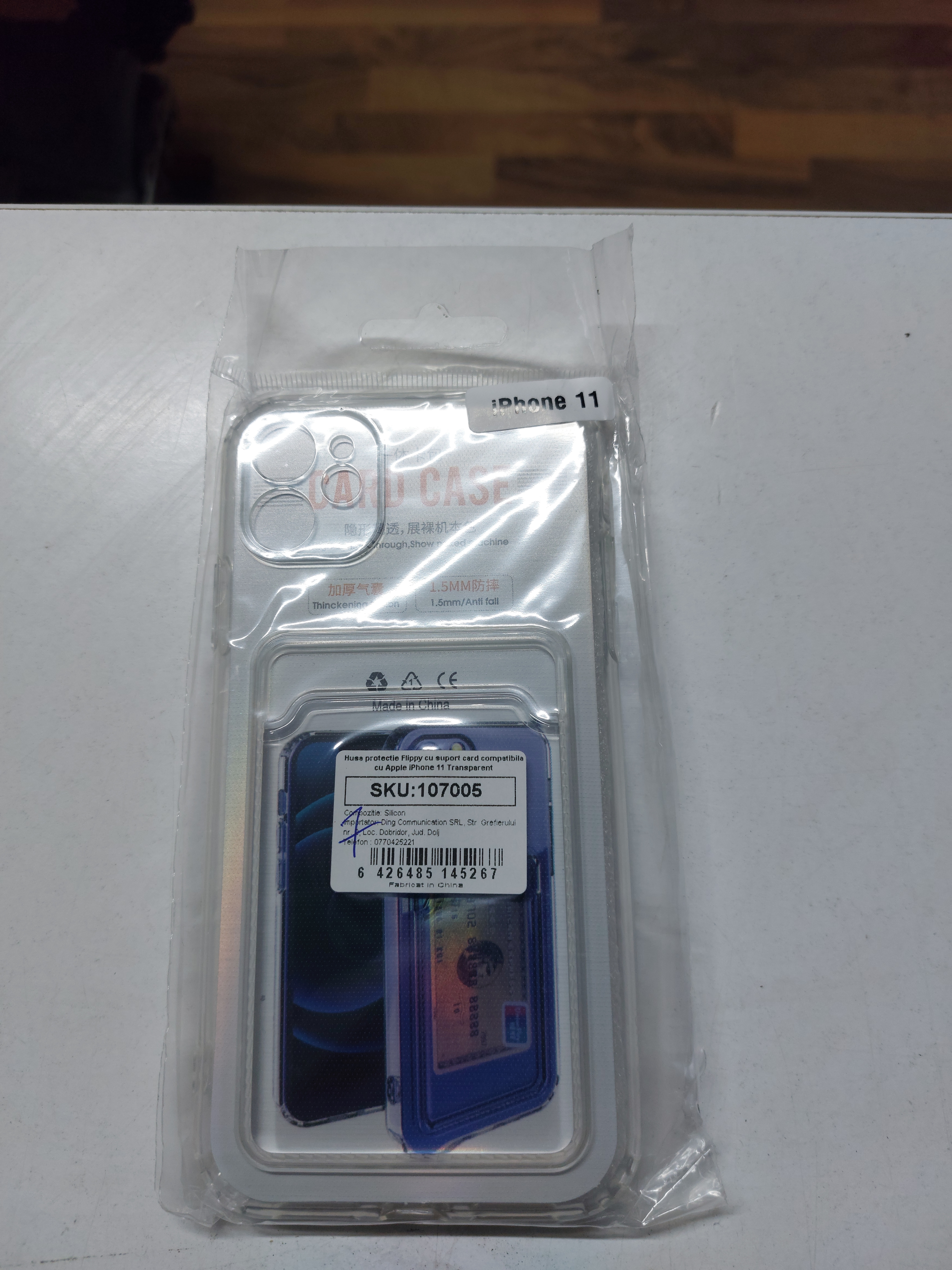 Husa protectie Flippy cu suport card compatibila cu Apple iPhone 11 Negru