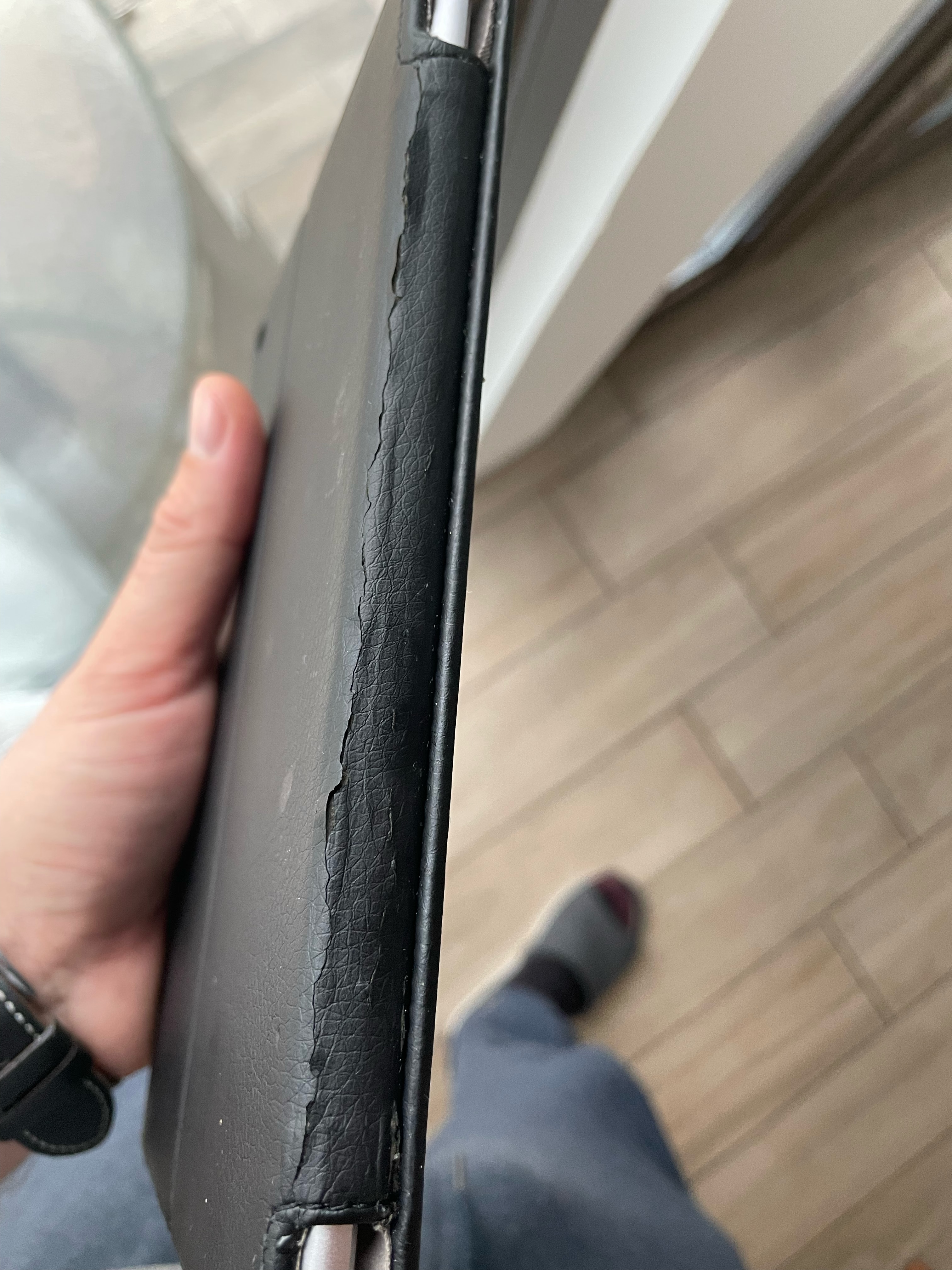 Husa de protectie Khomo, Piele, Flip Cover, iPad Mini 4, Negru