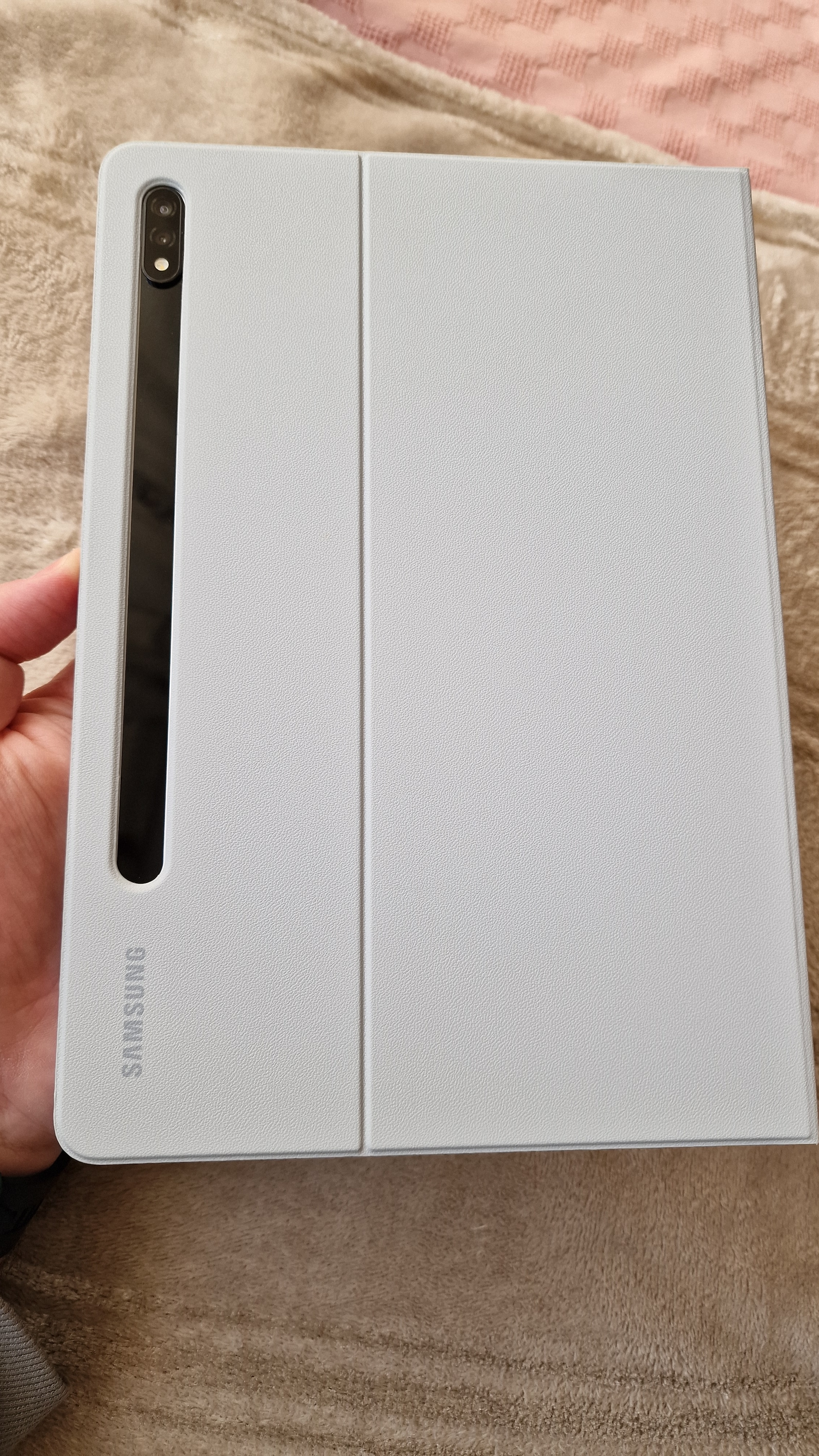 Husa de protectie Samsung Book Cover pentru Galaxy Tab S7 / Tab S8, Light Gray