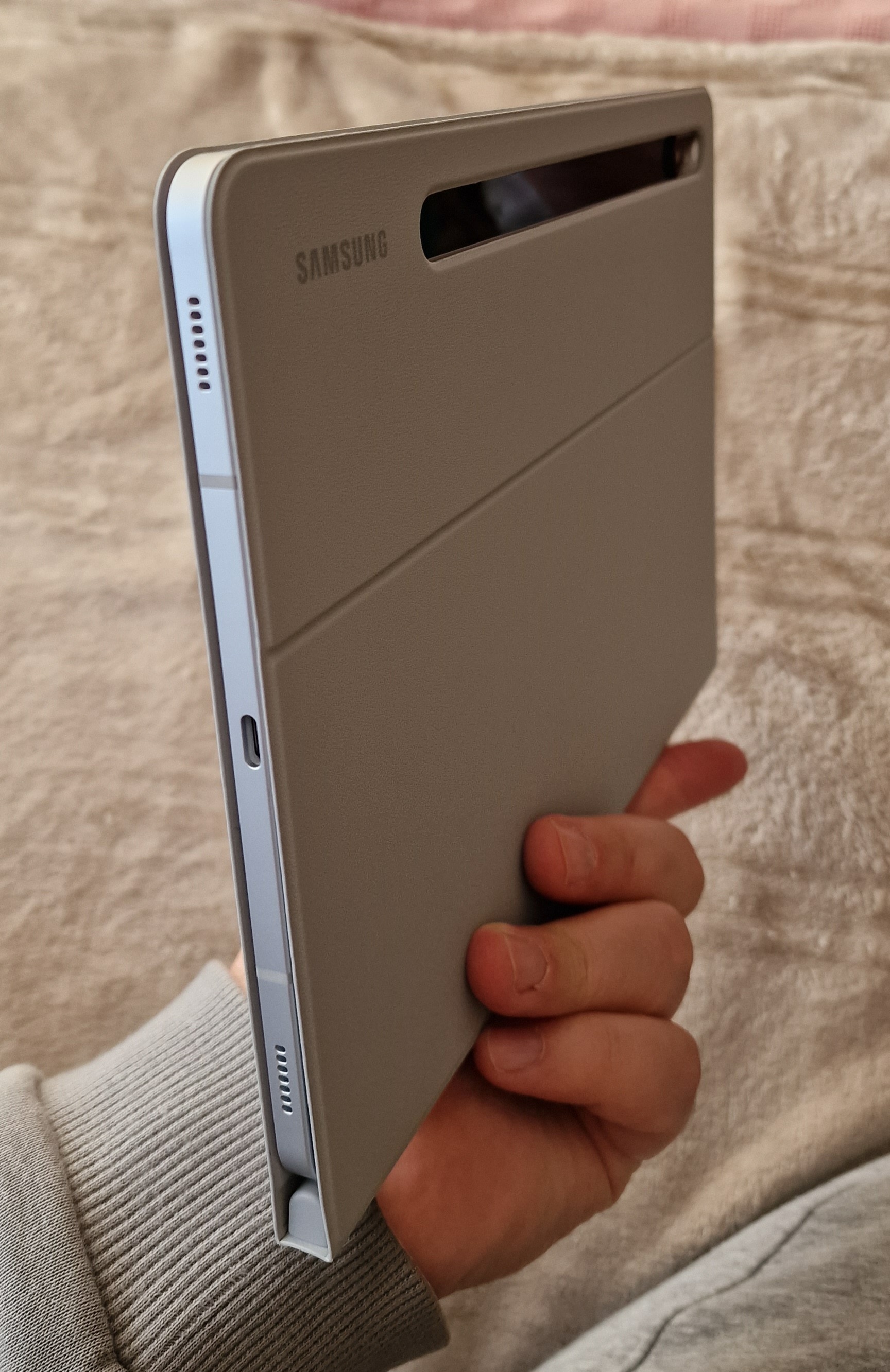 Husa de protectie Samsung Book Cover pentru Galaxy Tab S7 / Tab S8, Light Gray
