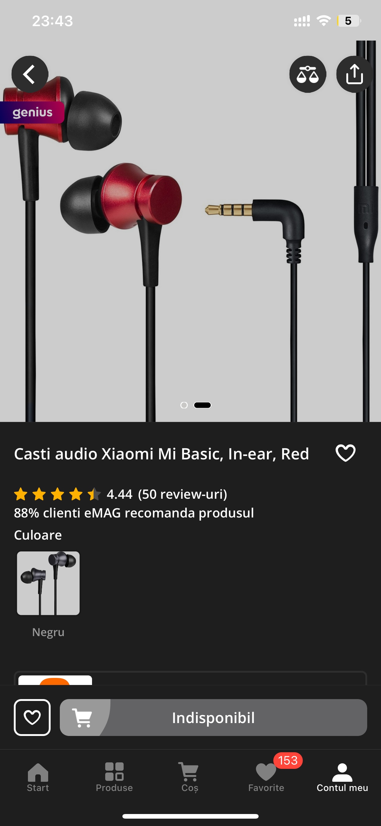 Casti audio Xiaomi Mi Basic, In-ear, Black