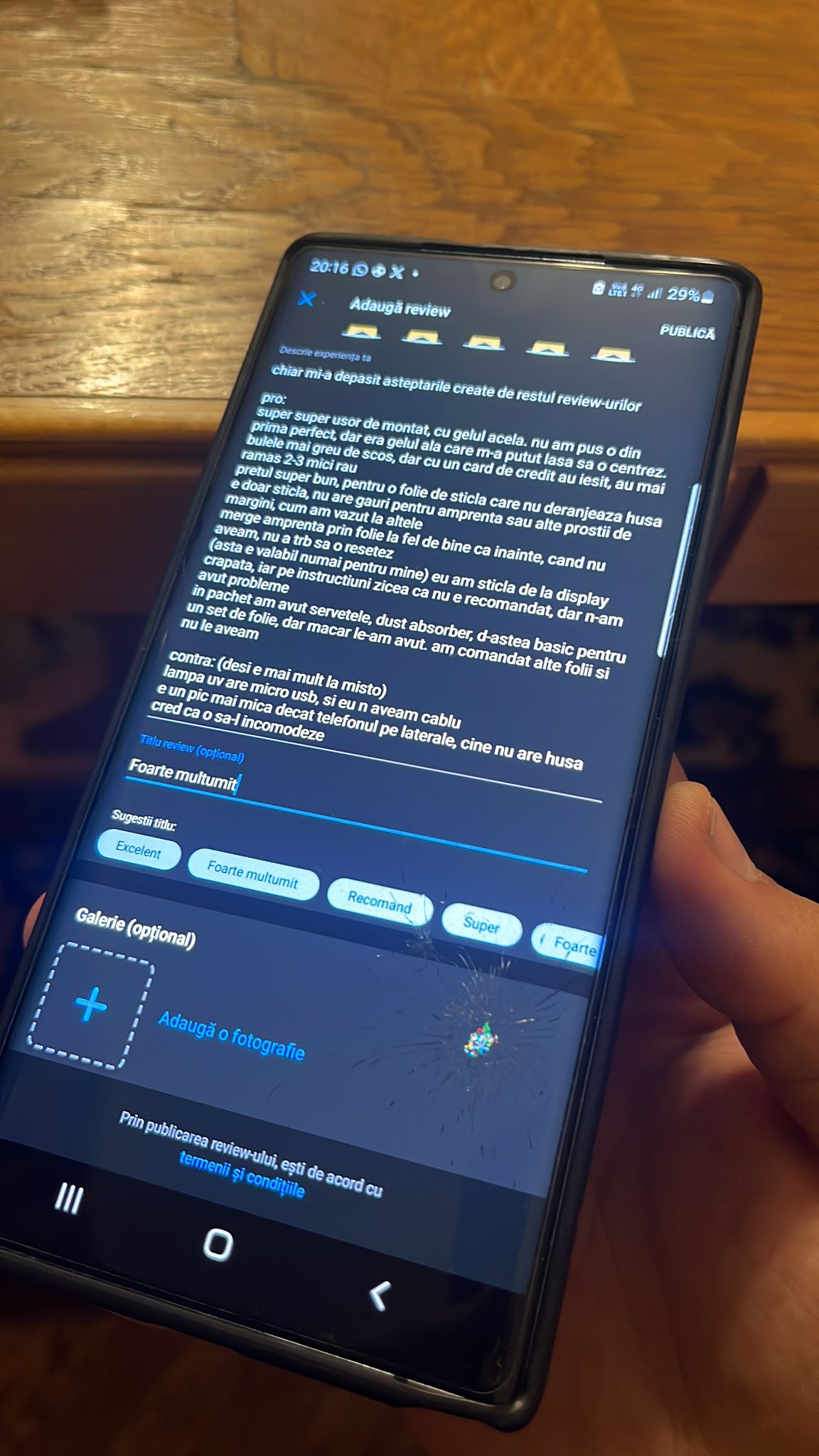 Folie din sticla cu adeziv UV Digitech Glass pentru Samsung Galaxy Note 10 Plus cu lampa UV inclusa, Transparent