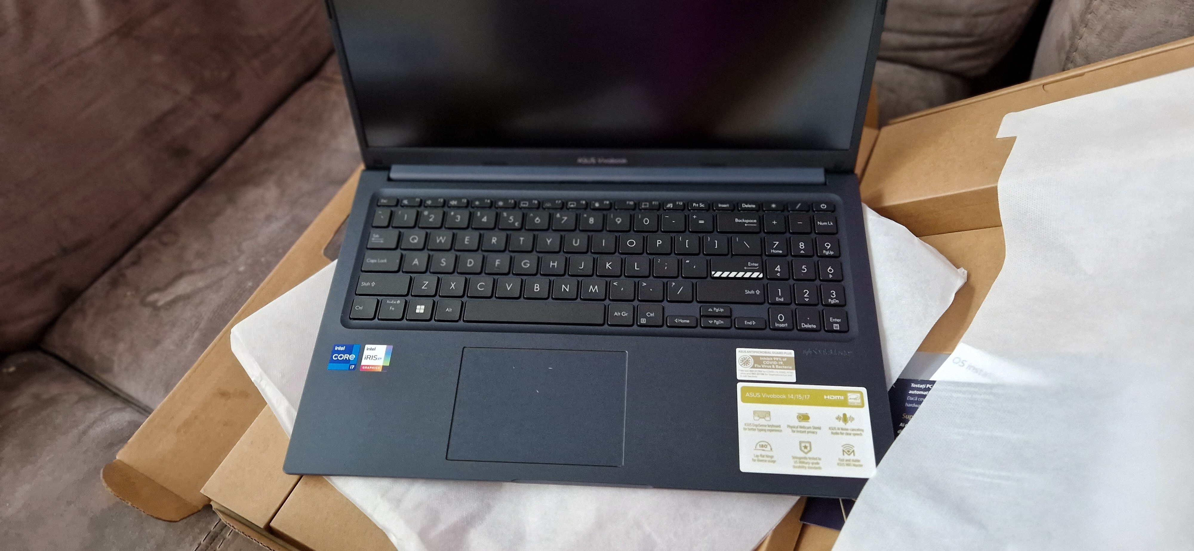 Laptop ASUS VivoBook 15 A1504ZA cu procesor Intel® Core™ i7-1255U pana la 4.70 GHz, 15.6", Full HD, IPS, 16GB, 1TB SSD, Intel® Iris Xe Graphics, No OS, Quiet Blue