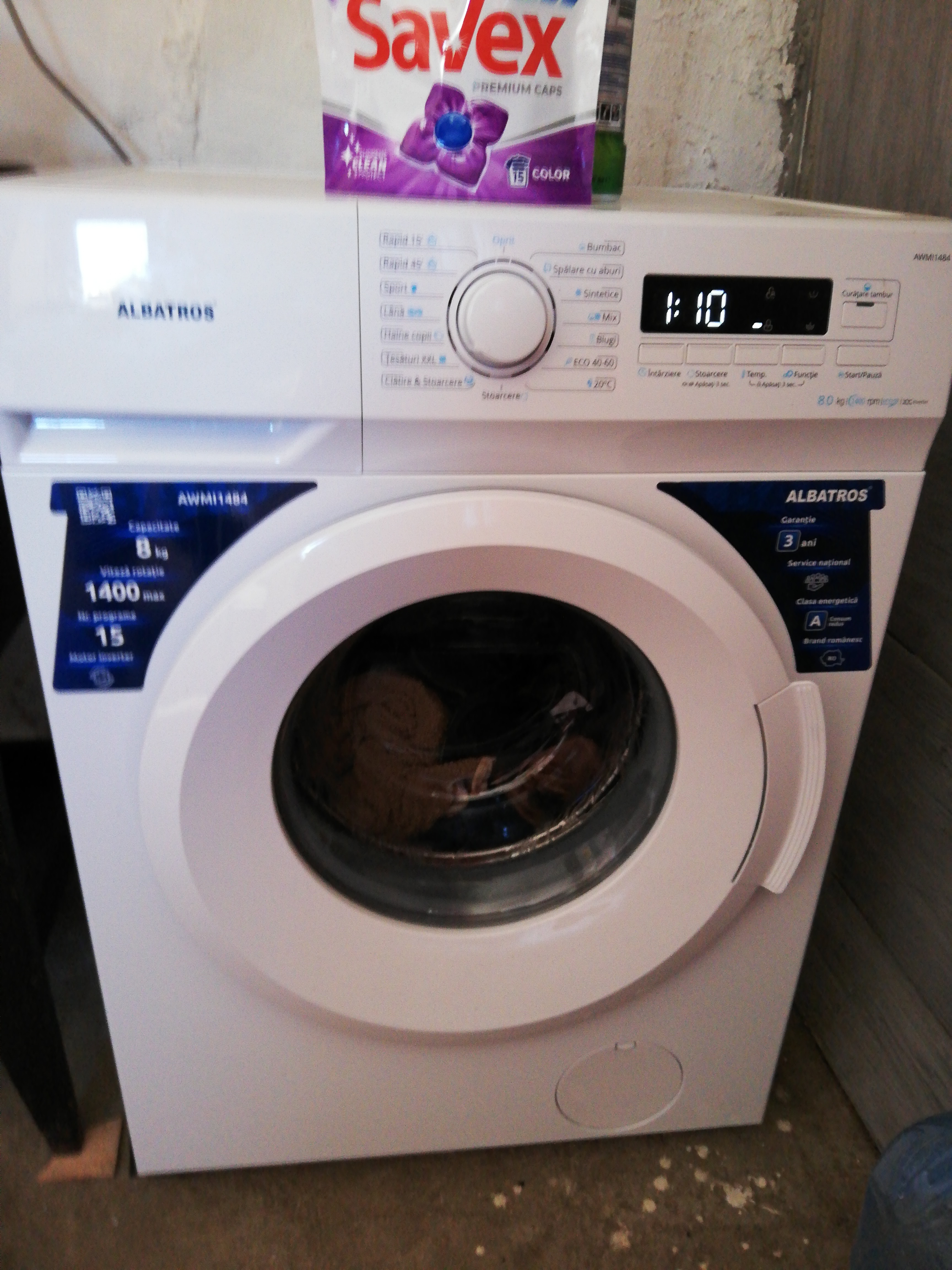 Masina de spalat rufe Albatros AWMI1484,8 kg, Slim, Motor Inverter, 15 Programe, 1400 Rotatii, Clasa A, Blocare acces copii, Alb