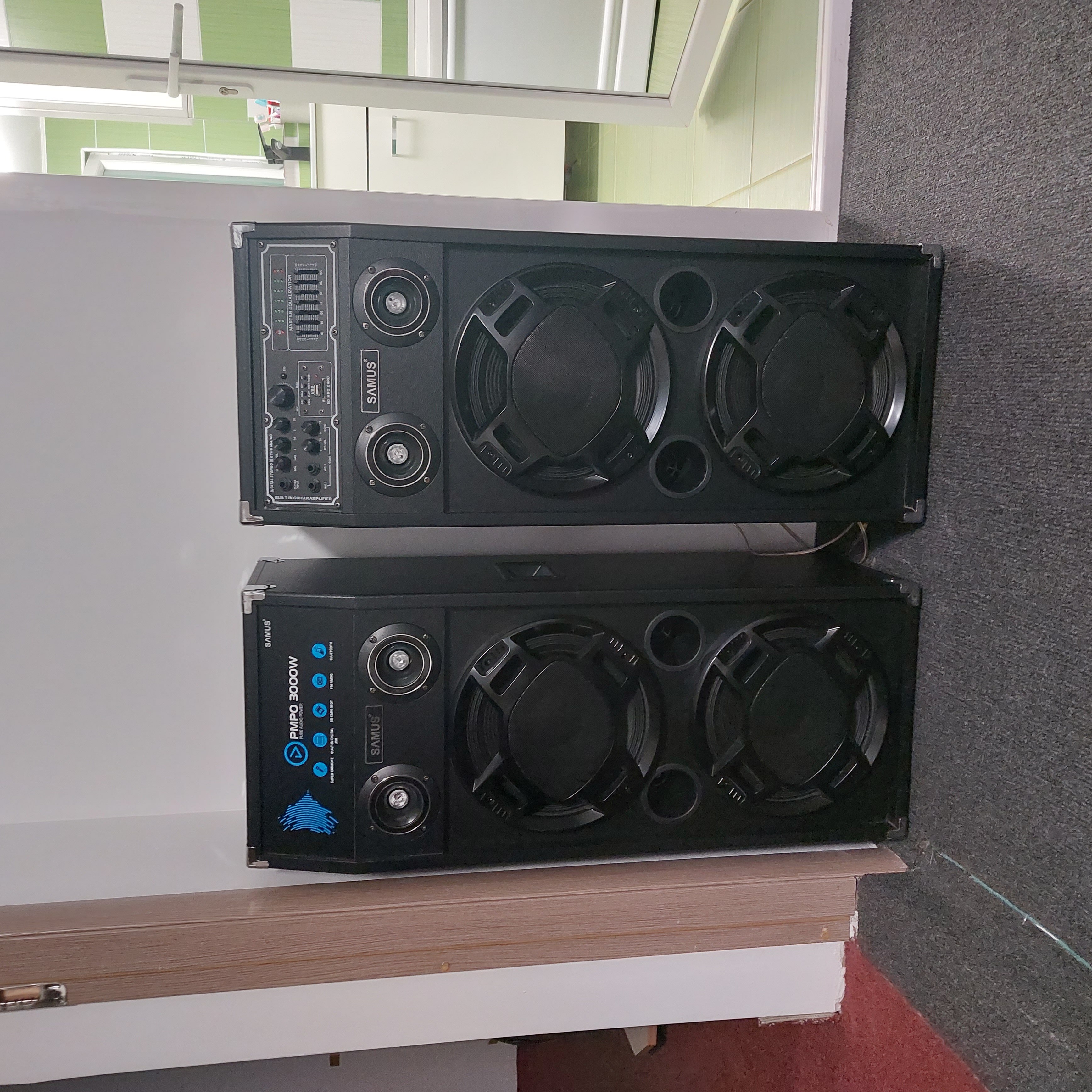 Set boxe audio, Samus, Twin Sound 20, 3000 W, Bluetooth, Egalizatoare pe 7 benzi, Negru