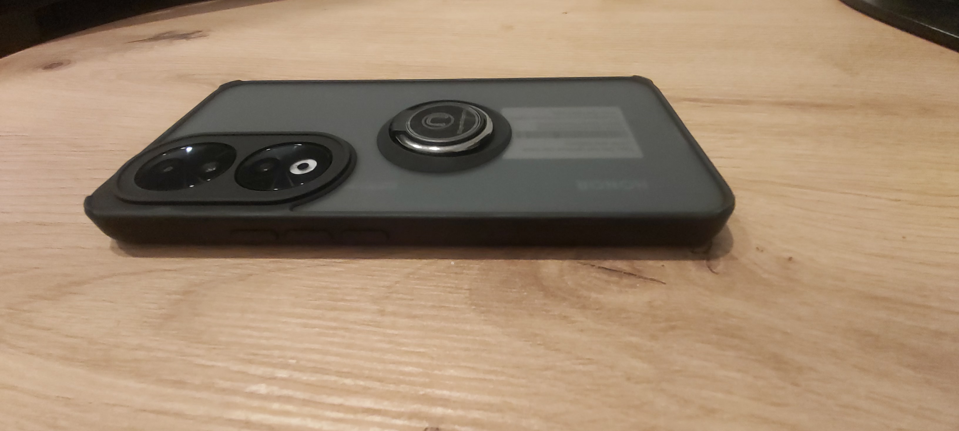 Husa Matte Ring Grip, Compatibil cu Honor 90, Antisoc Armor, Inel rotativ 360 grade, Magnet suport auto incorporat, Negru