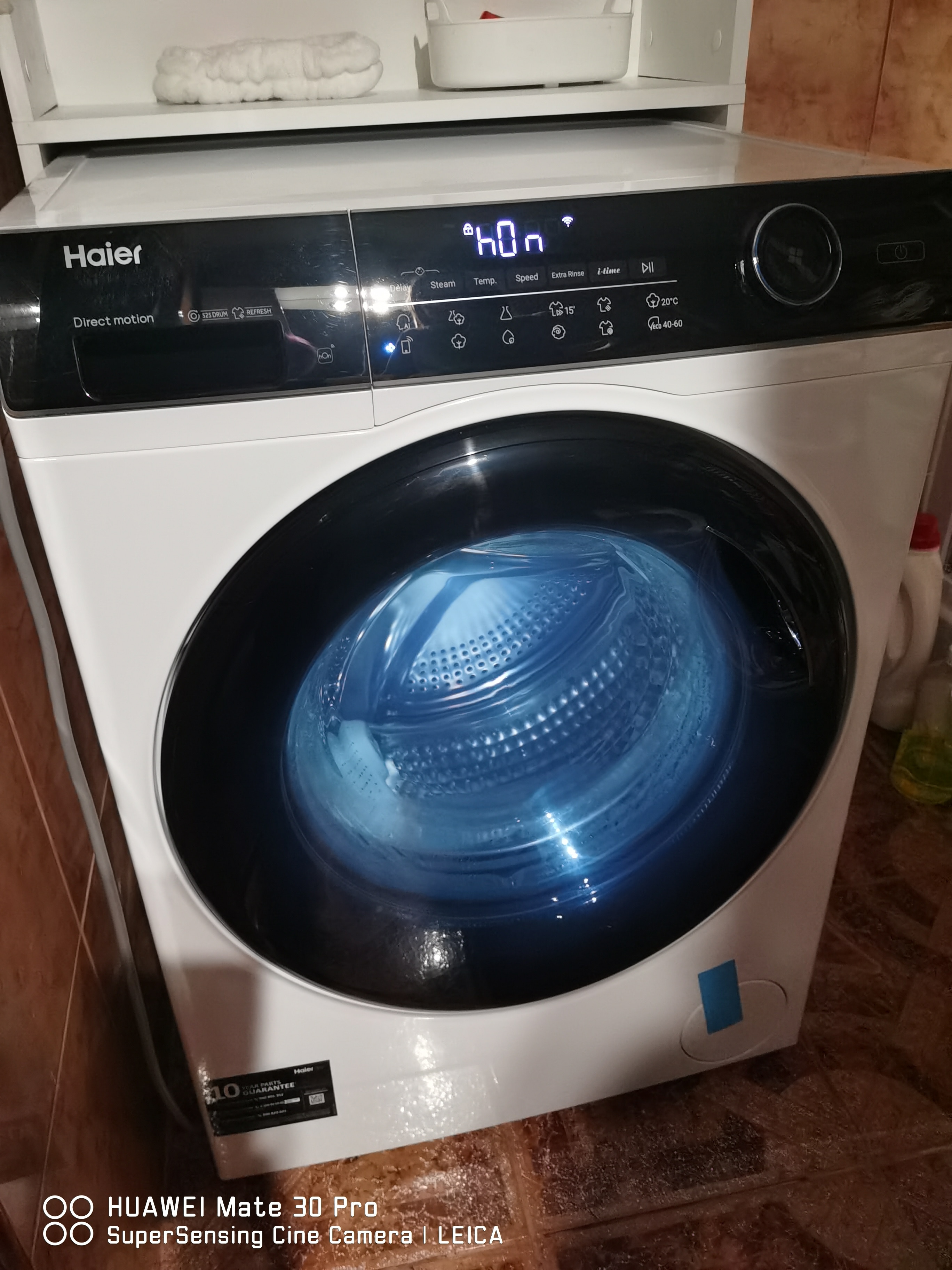 Masina de spalat rufe Haier HW100-B14979-S, 10 kg, 1400 rpm, Clasa A, Motor Direct Motion, Refresh, ABT, Steam, Dual spray, Pillow Drum, iTime, Smart Detecting, Alb