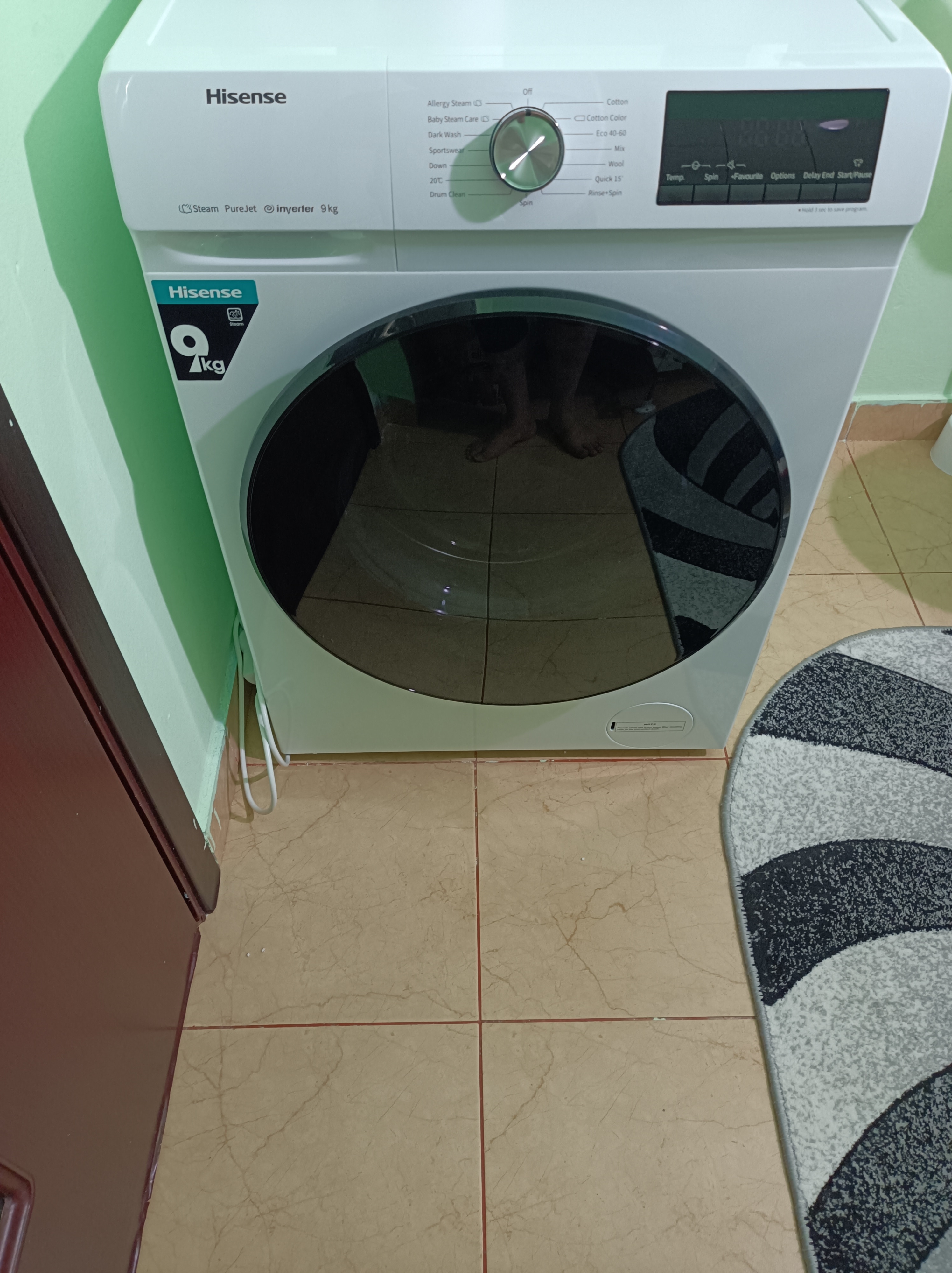 Masina de Spalat Rufe Frontala HISENSE WFQA9014EVJM, Steam, 9 kg, 1400rpm, Clasa A, Alb