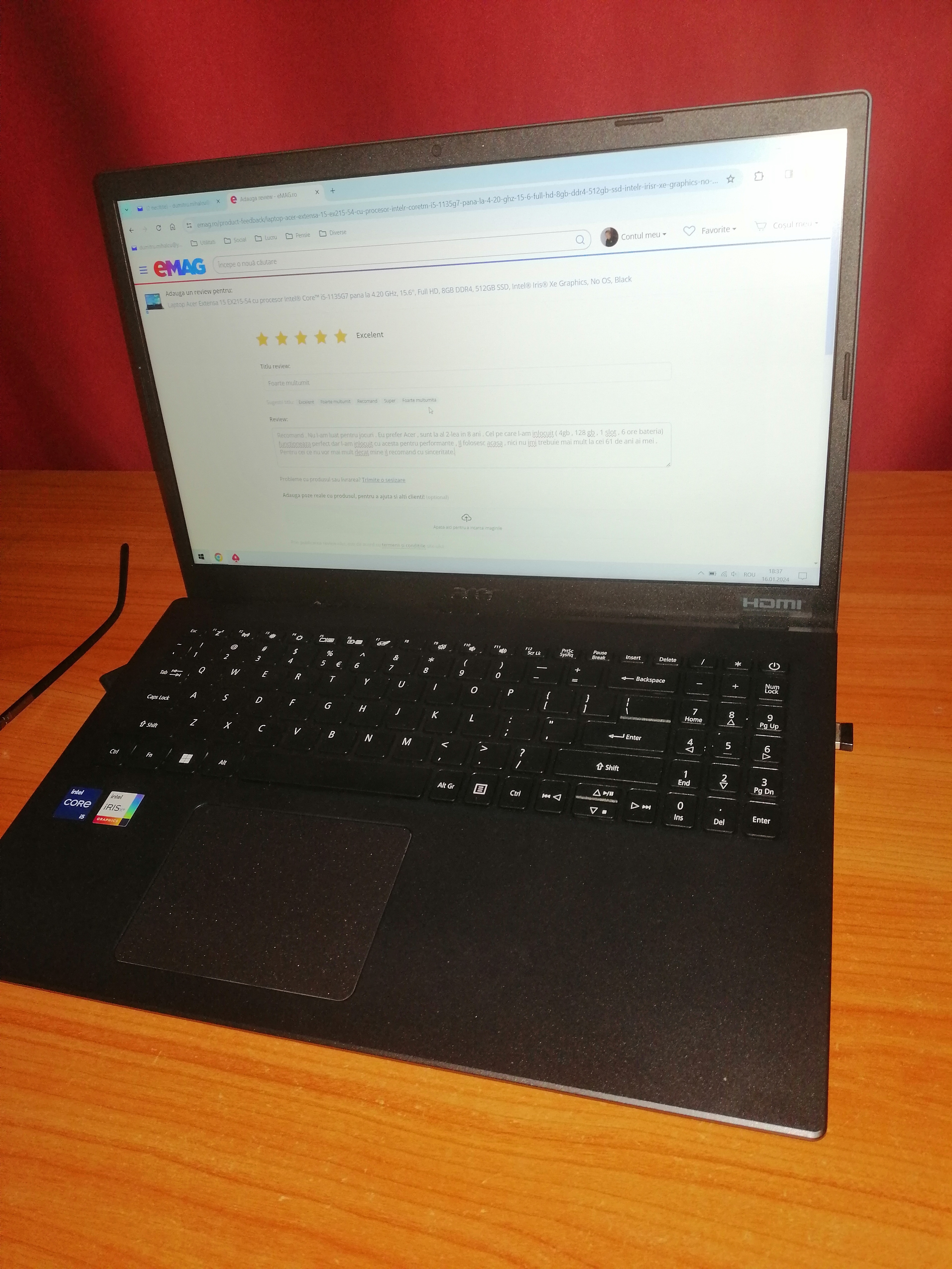 Laptop Acer Extensa 15 EX215-32 cu procesor Intel® Celeron® N4500 pana la 2.80 GHz, 15.6'', Full HD, 8GB DDR4, 256GB SSD, Intel® UHD Graphics, No OS, Black