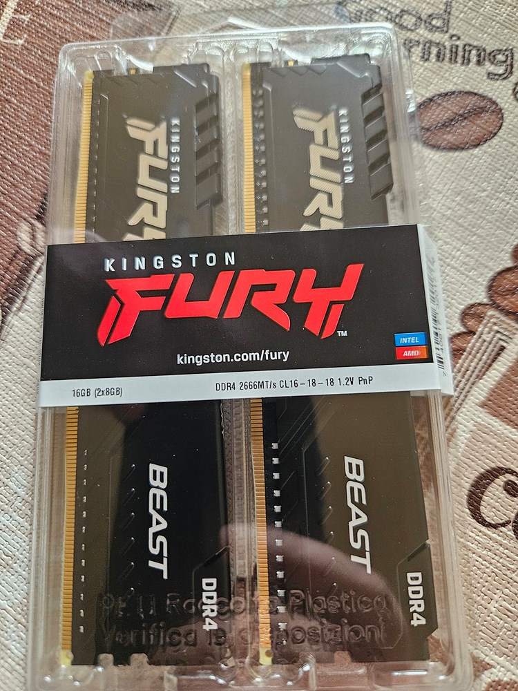 Memorie Kingston FURY Beast, 16GB DDR4, 2666MHz CL16, Dual Channel