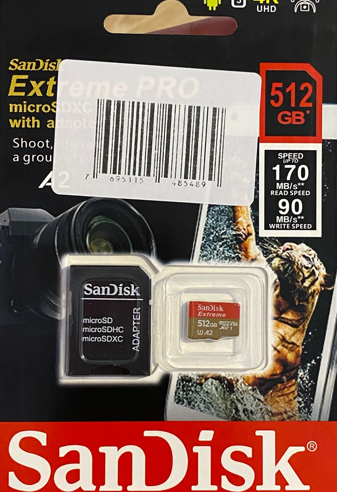 Card de memorie SanDisk Extreme microSDXC 512GB, pana la 190MB/s