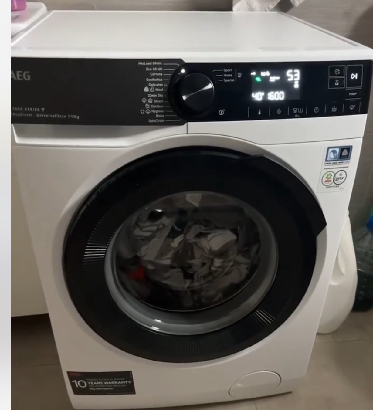 Masina de spalat rufe AEG LFR73164OE, 10 kg, 1600 rpm, Motor Inverter MagnetPermanent, Clasa A, Wi-Fi, ProSense, ProSteam, Afisaj LED, Alb