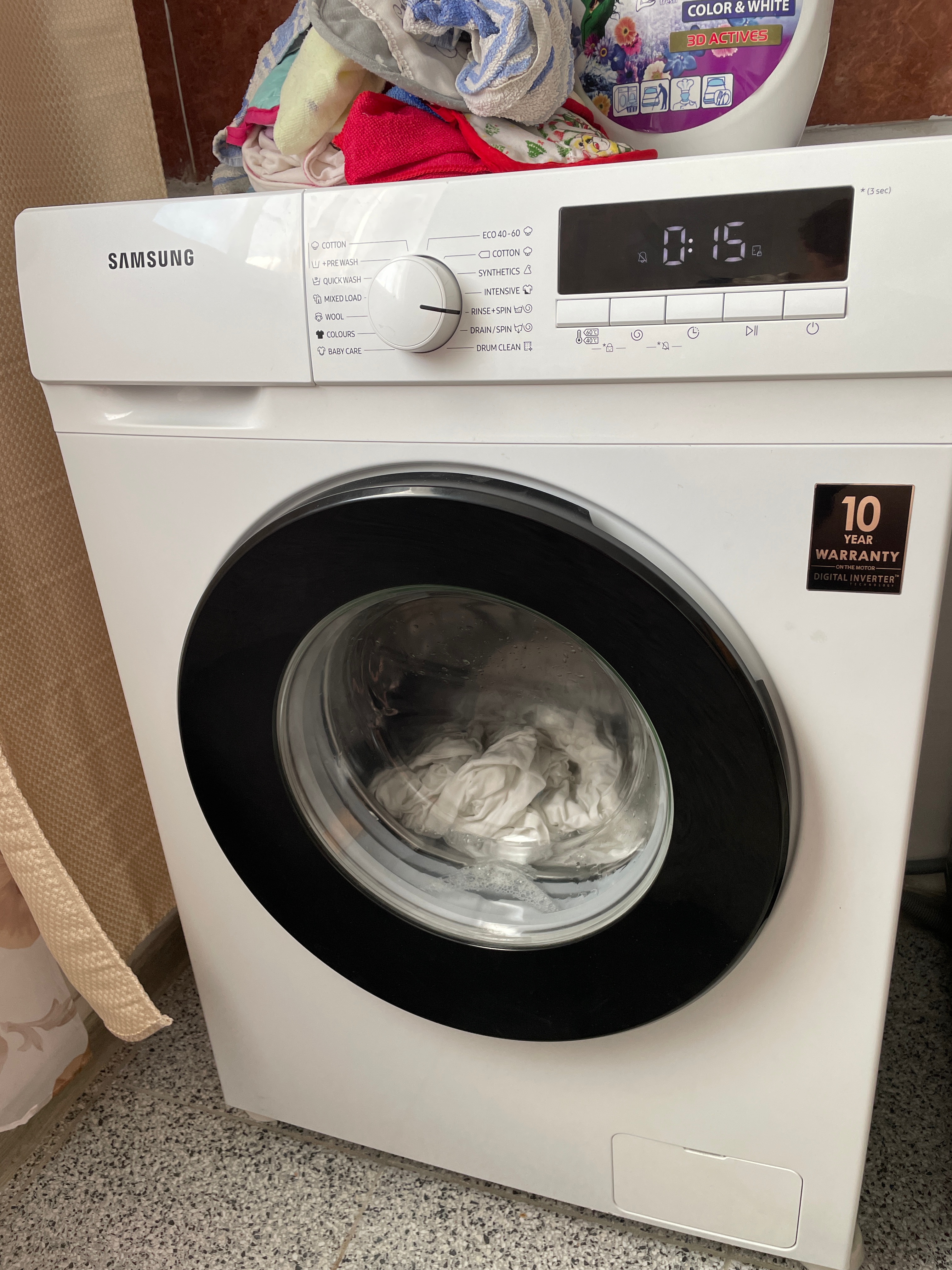 Masina de spalat rufe Slim Samsung WW80T304MBW/LE, 8 kg, 1400 RPM, Clasa D, Motor Digital Inverter, Drum Clean, Alb