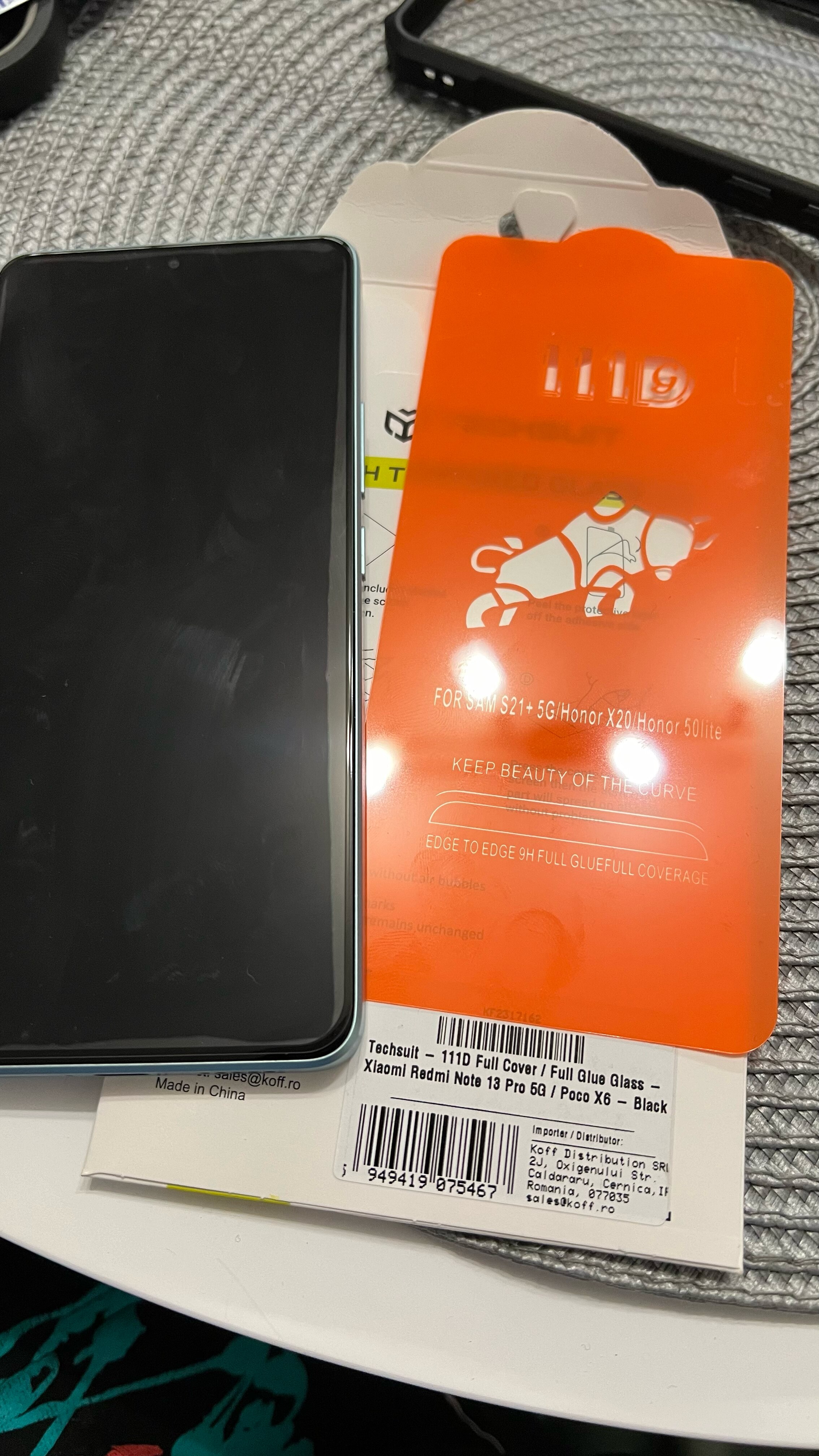 Folie pentru Xiaomi Redmi Note 13 Pro 5G / Poco X6 - Techsuit 111D Full Cover / Full Glue Glass - Black