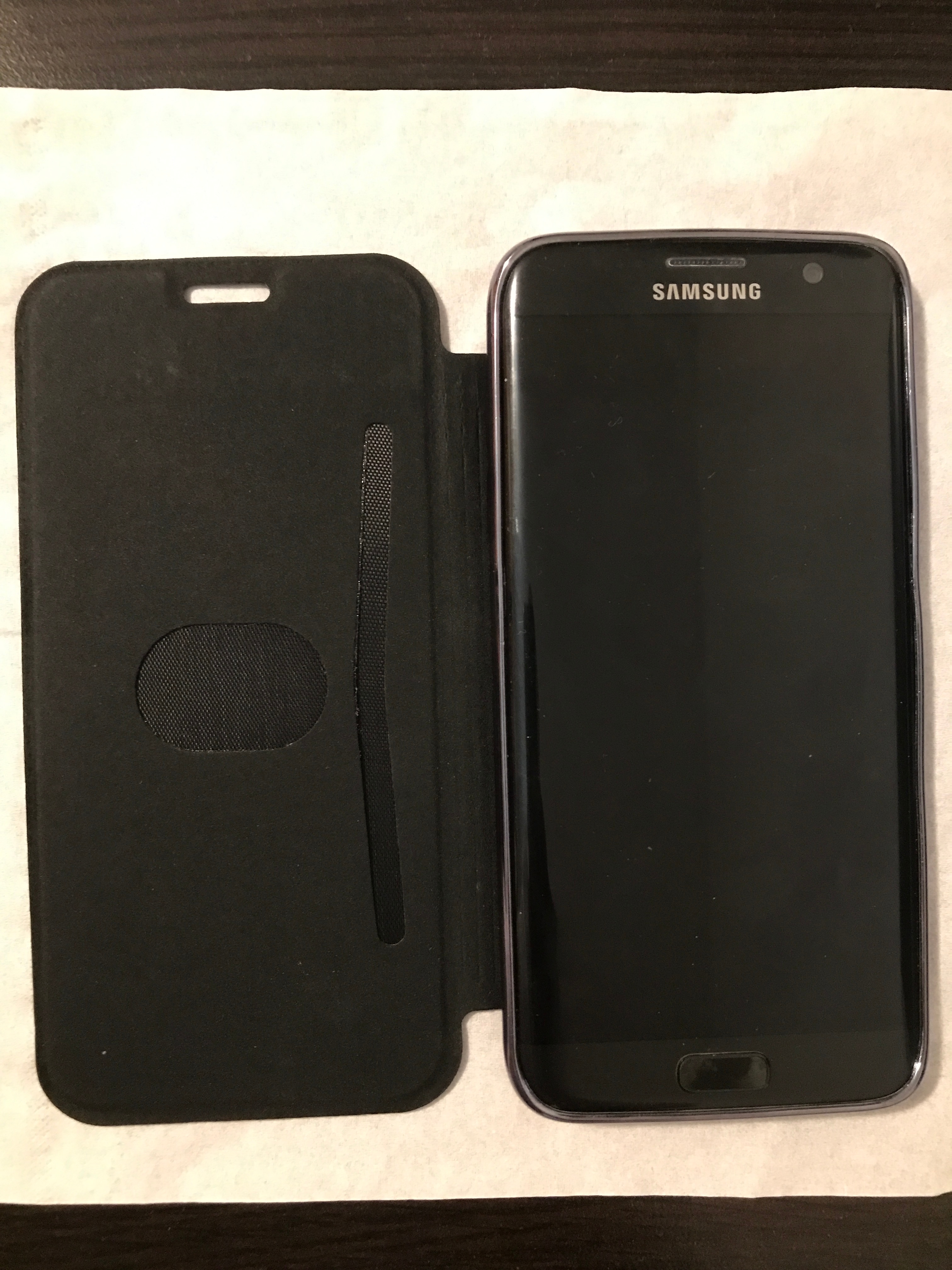 Husa carte Compatibil cu Samsung Galaxy S7 Edge, Slim Electro Book, Buzunar Compatibil cu card, Margini electroplacate, Piele ecologica si silicon transparent pe spate, Auriu