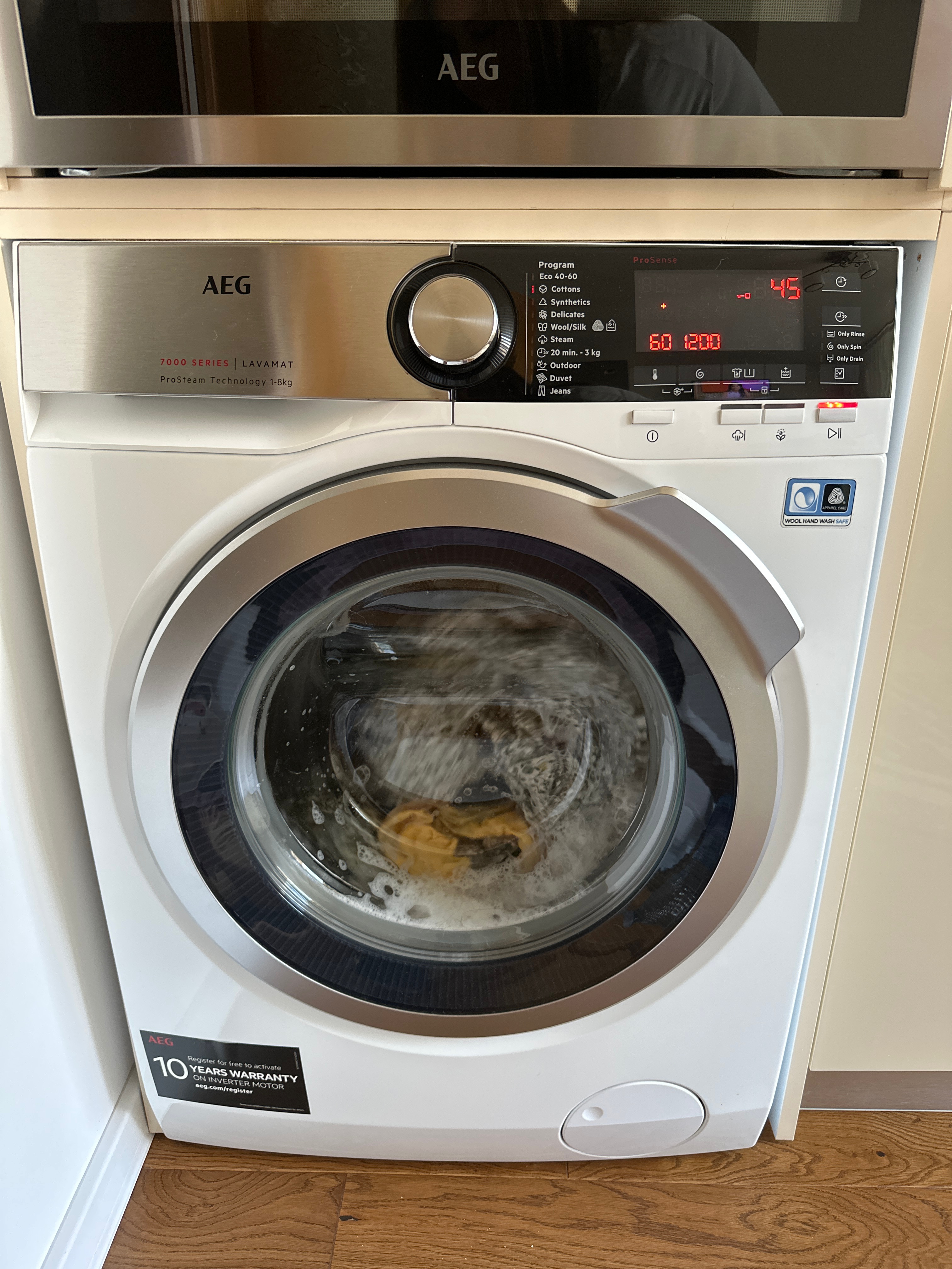 Masina de spalat rufe AEG L7FEC48S, 8 kg, 1400 RPM, Clasa C, Motor OkOInverter, ProSteam, TimeSave, Alb