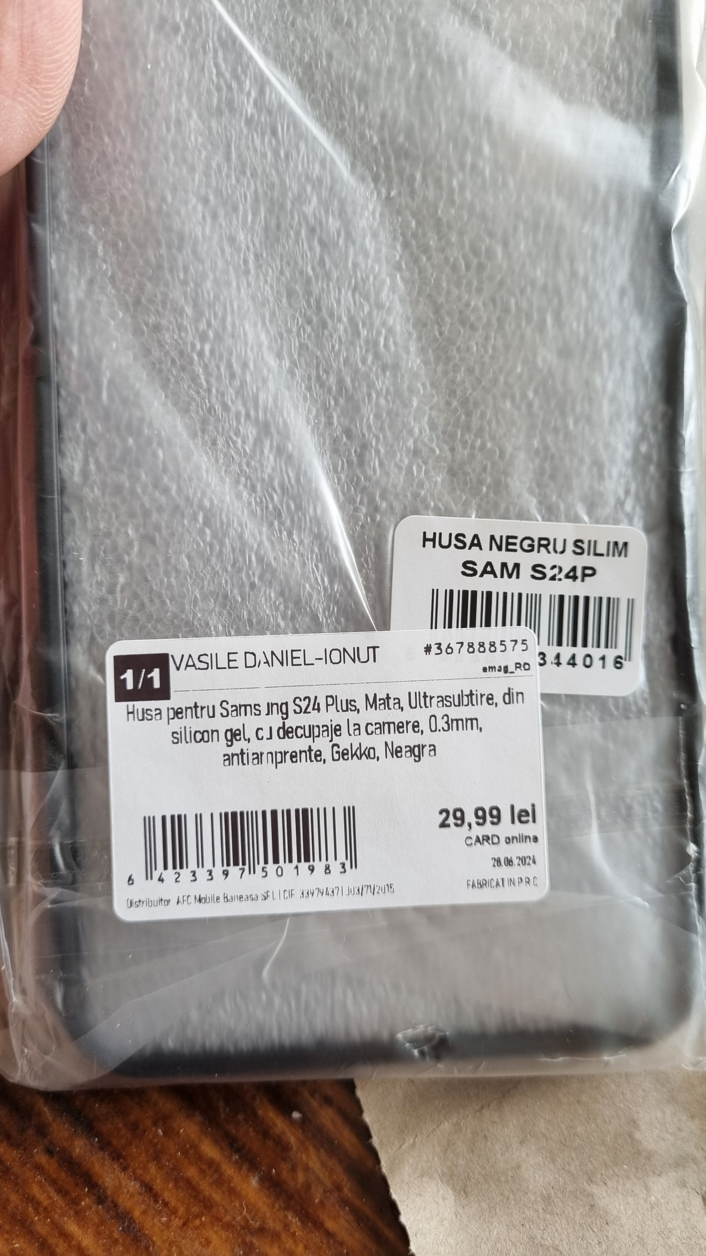 Husa pentru Samsung S24 Plus, din silicon gel, Clear, Ultrasubtire 0.3mm, Gekko, Transparenta